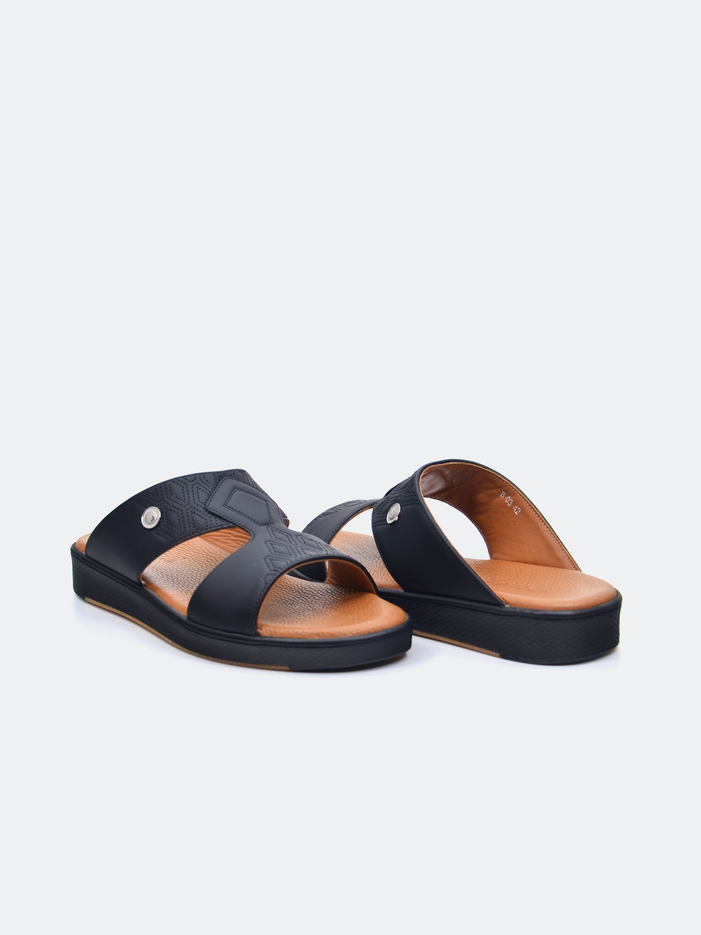 Barjeel Uno B-03 Boys Arabic Sandals #color_Black