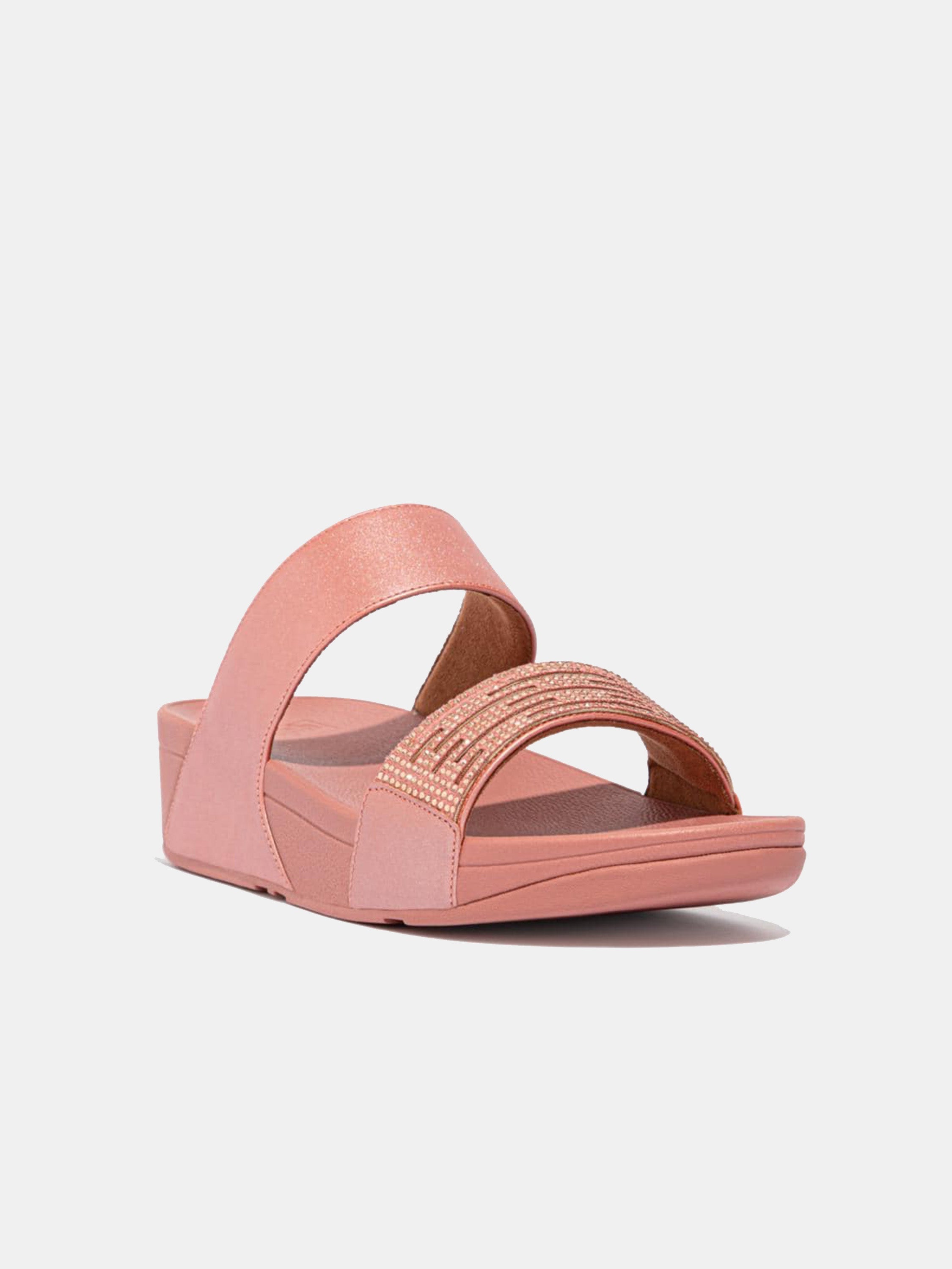 Fitflop Women's Lulu Lasercrystal Leather Slides #color_Pink