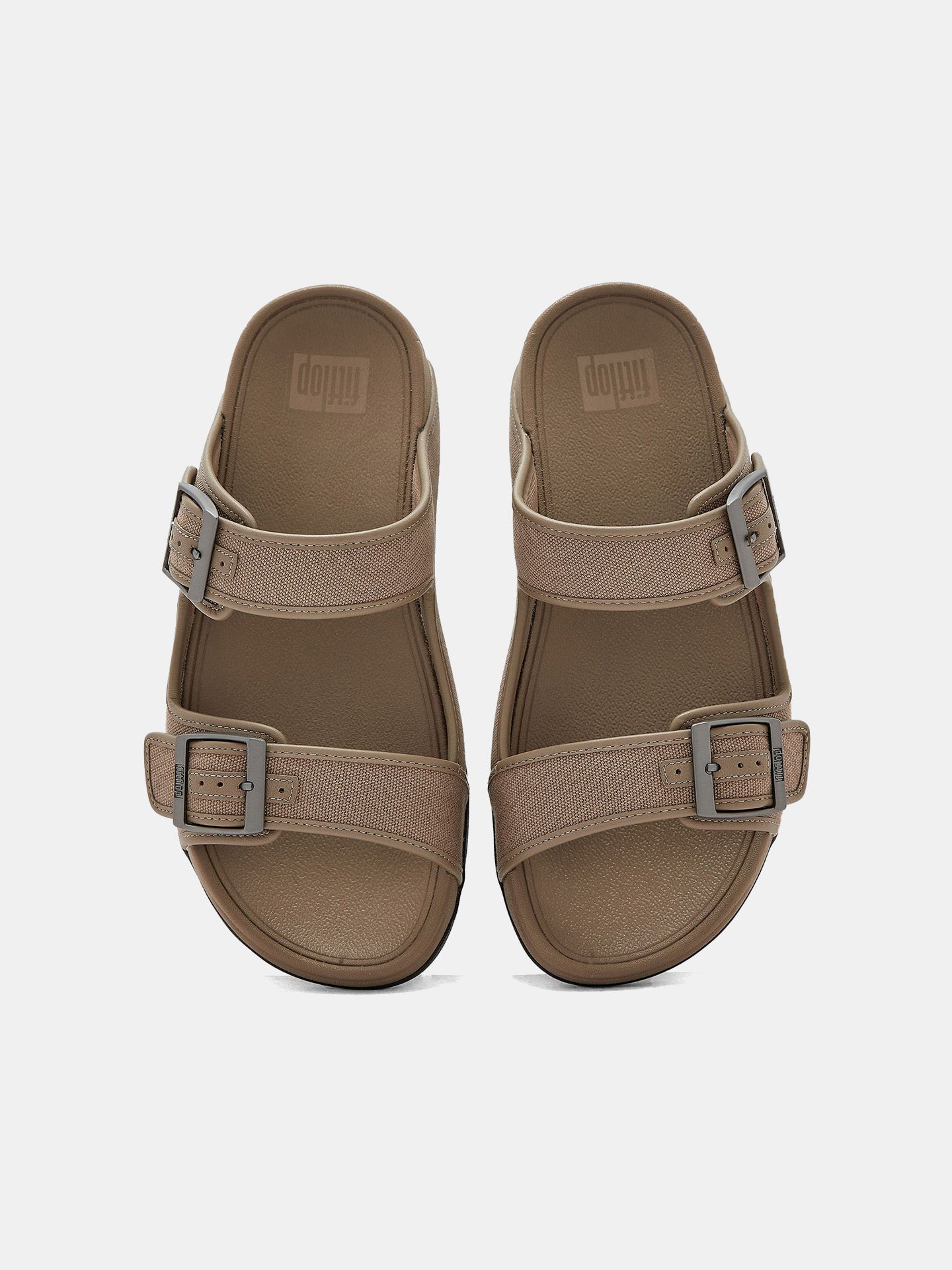 Fitflop Men's Gogh Moc Buckle Canvas Slides #color_Gray