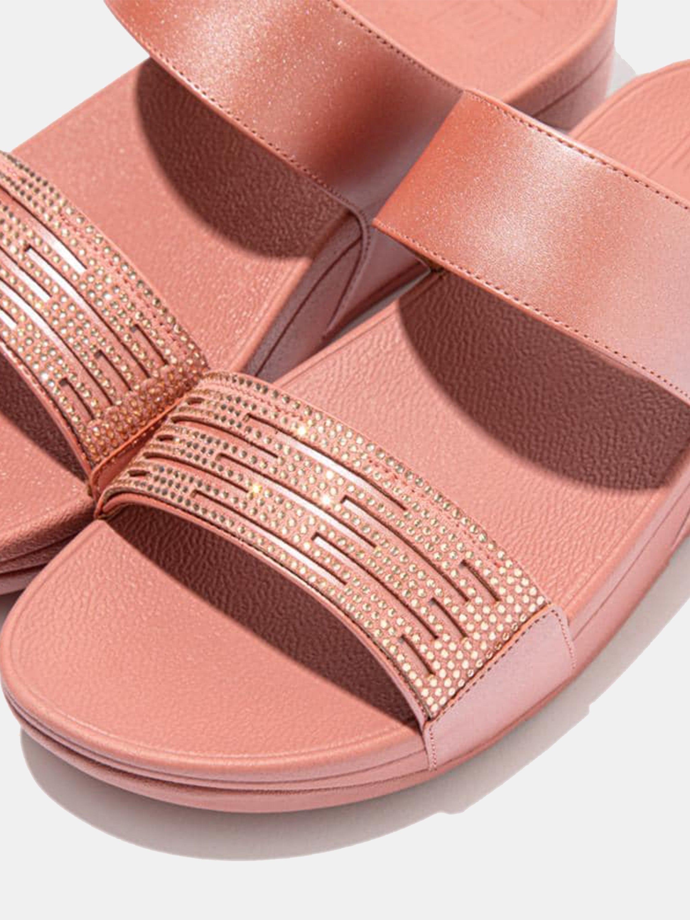 Fitflop Women's Lulu Lasercrystal Leather Slides #color_Pink