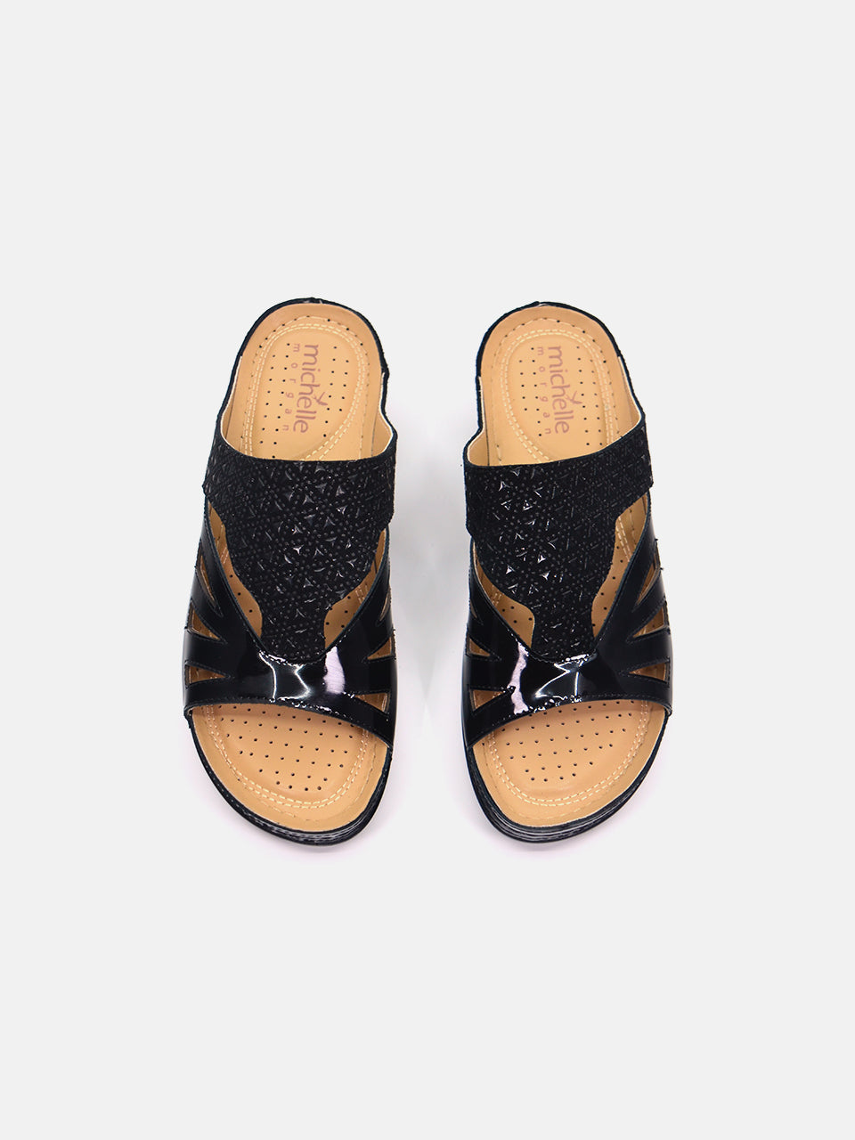 Michelle Morgan 88909-5A Women's Flat Sandals #color_Black