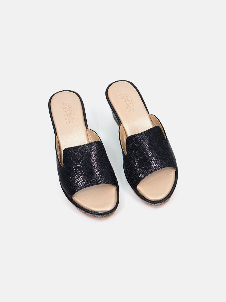 Michelle Morgan MM-300 Women's Wedge Sandals #color_Black