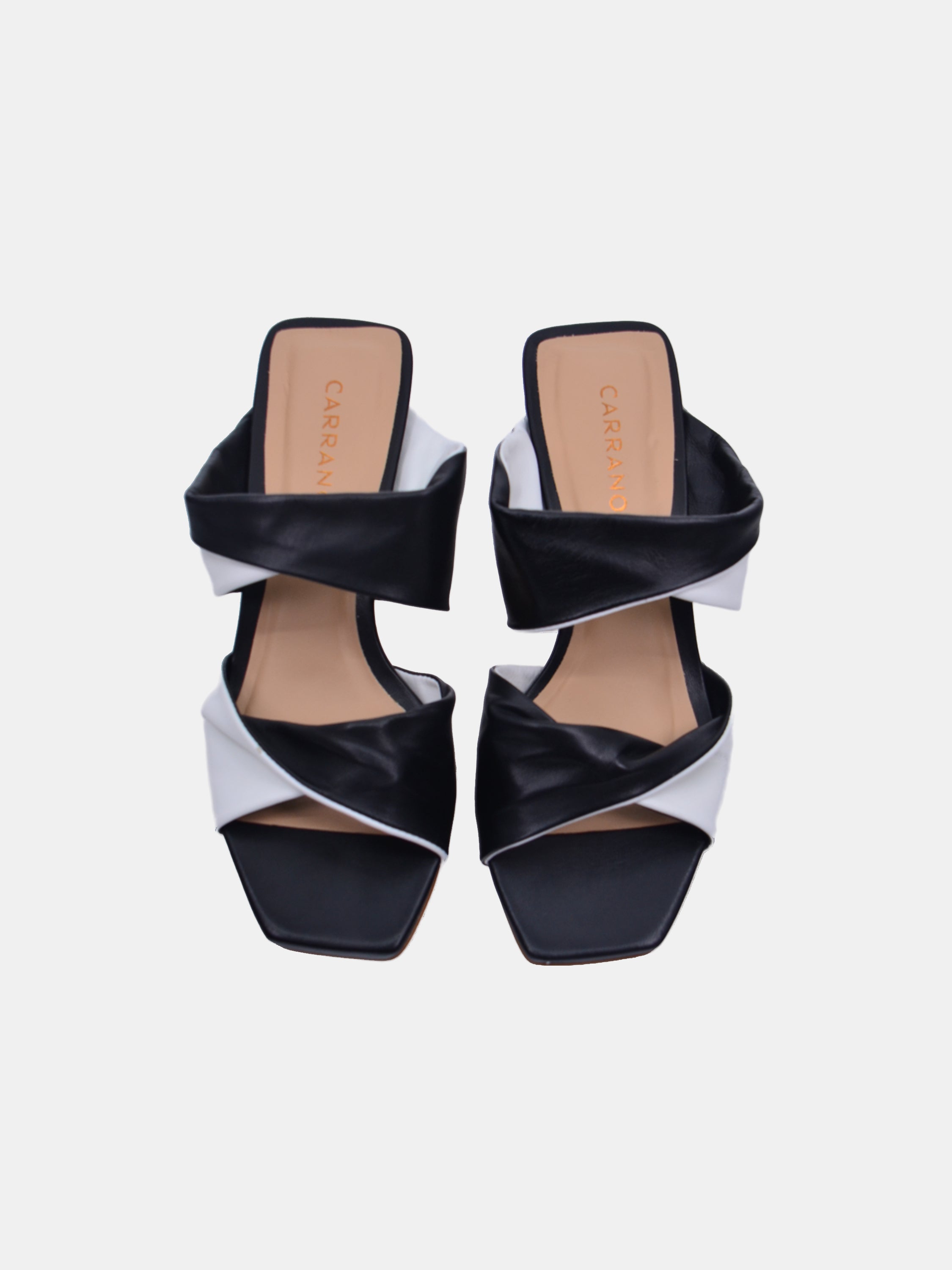 Carrano Women's Duo Twist Middle Leather Sandals #color_Black