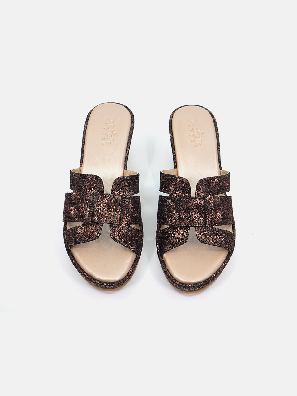 Michelle Morgan MM-301 Women's Wedge Sandals #color_Brown