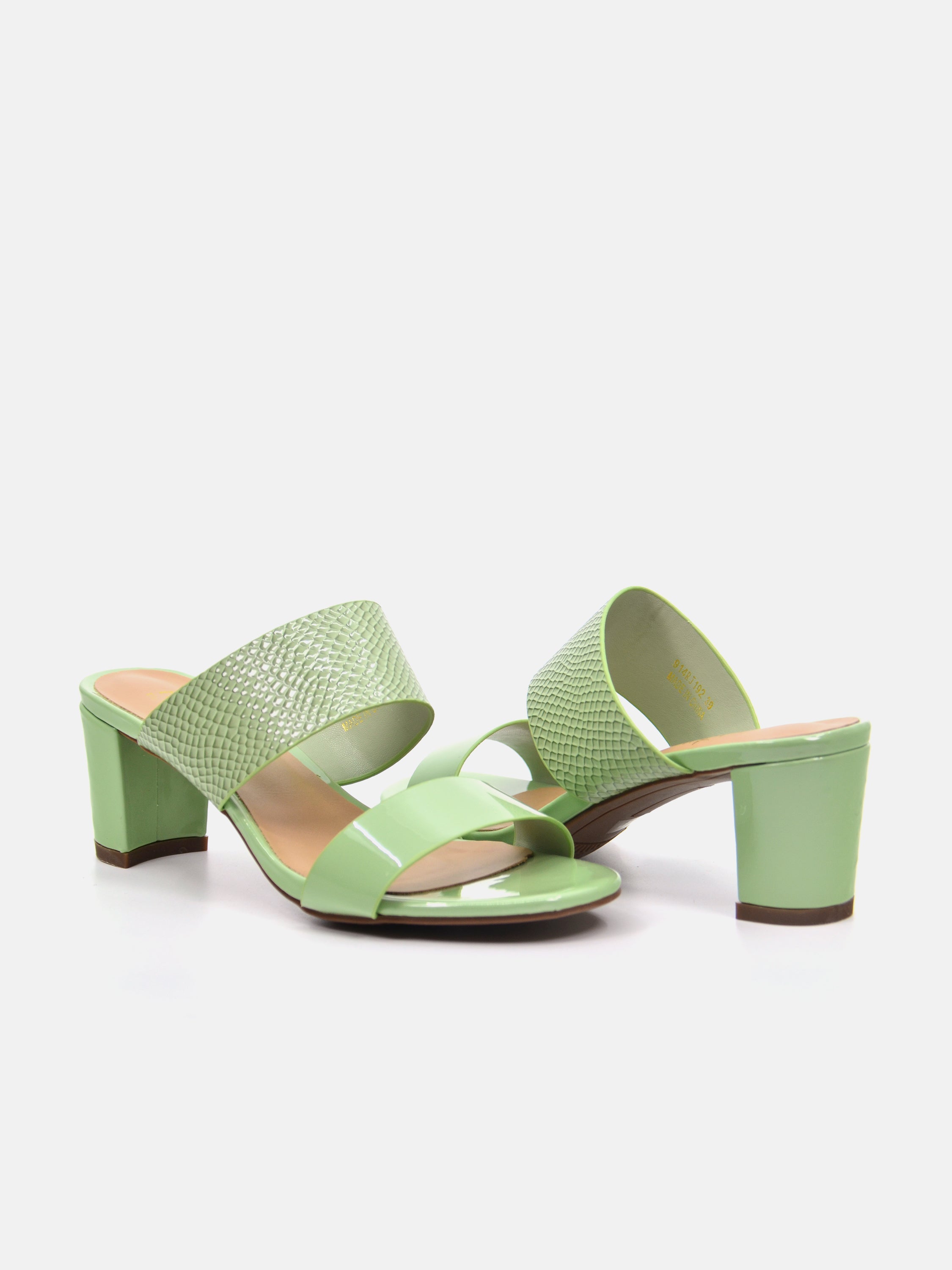 Michelle Morgan 914RJ192 Women's Checked Patent Heeled Sandals #color_Green