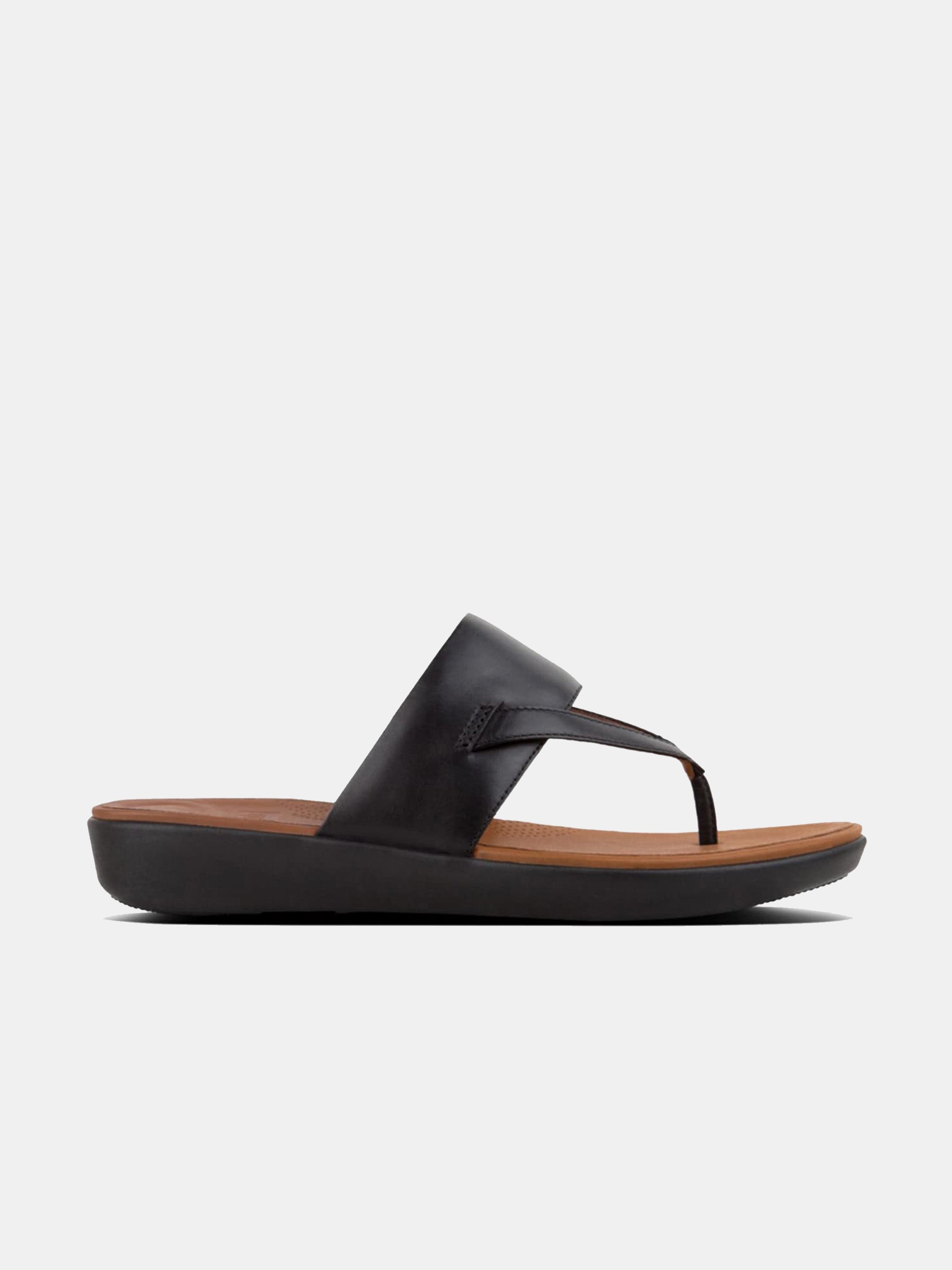 Fitflop Women's Delta Toe Post Leather Sandals #color_Black