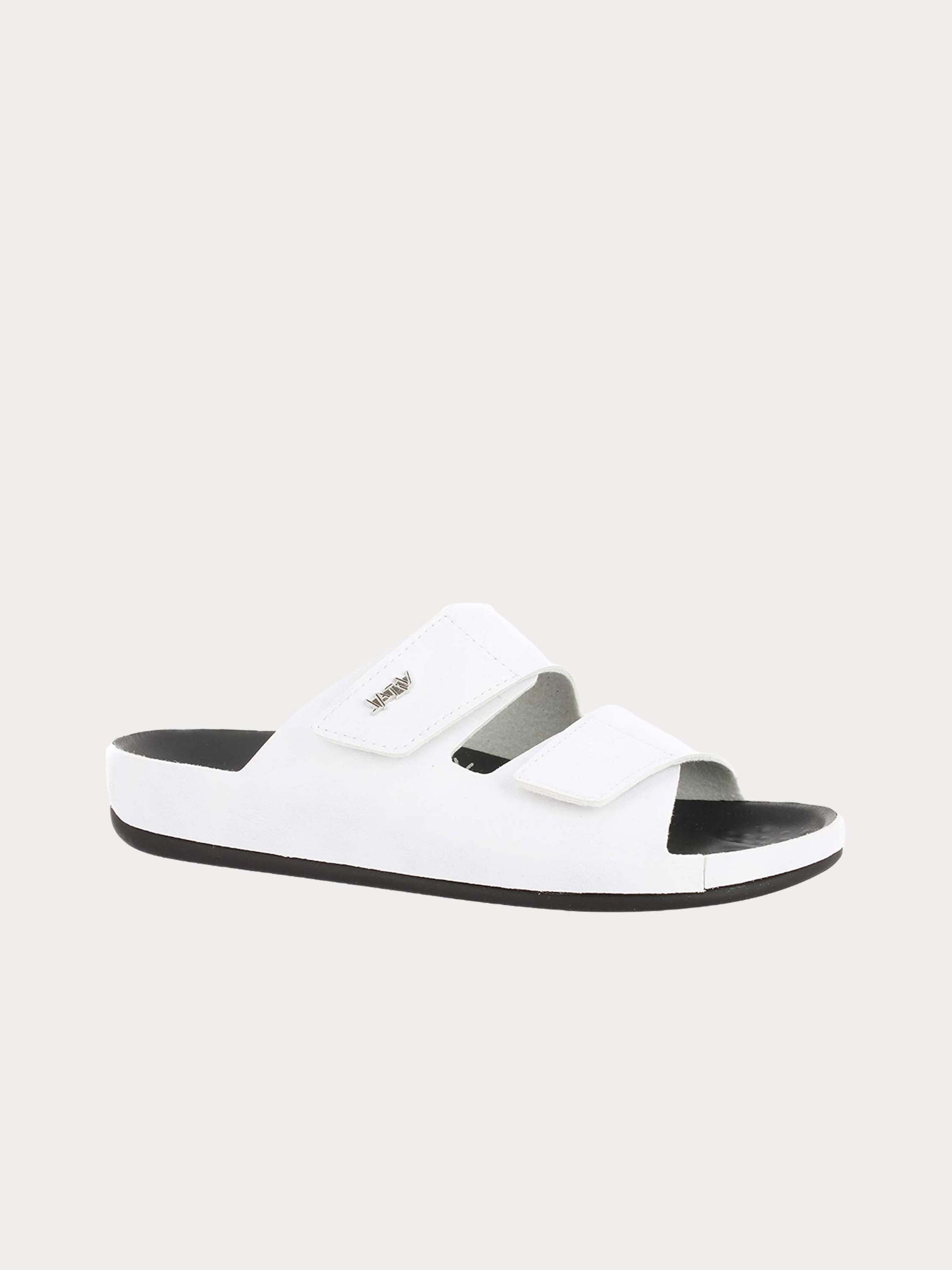 Vital Men's Tudor Double Strap Leather Sandals #color_White