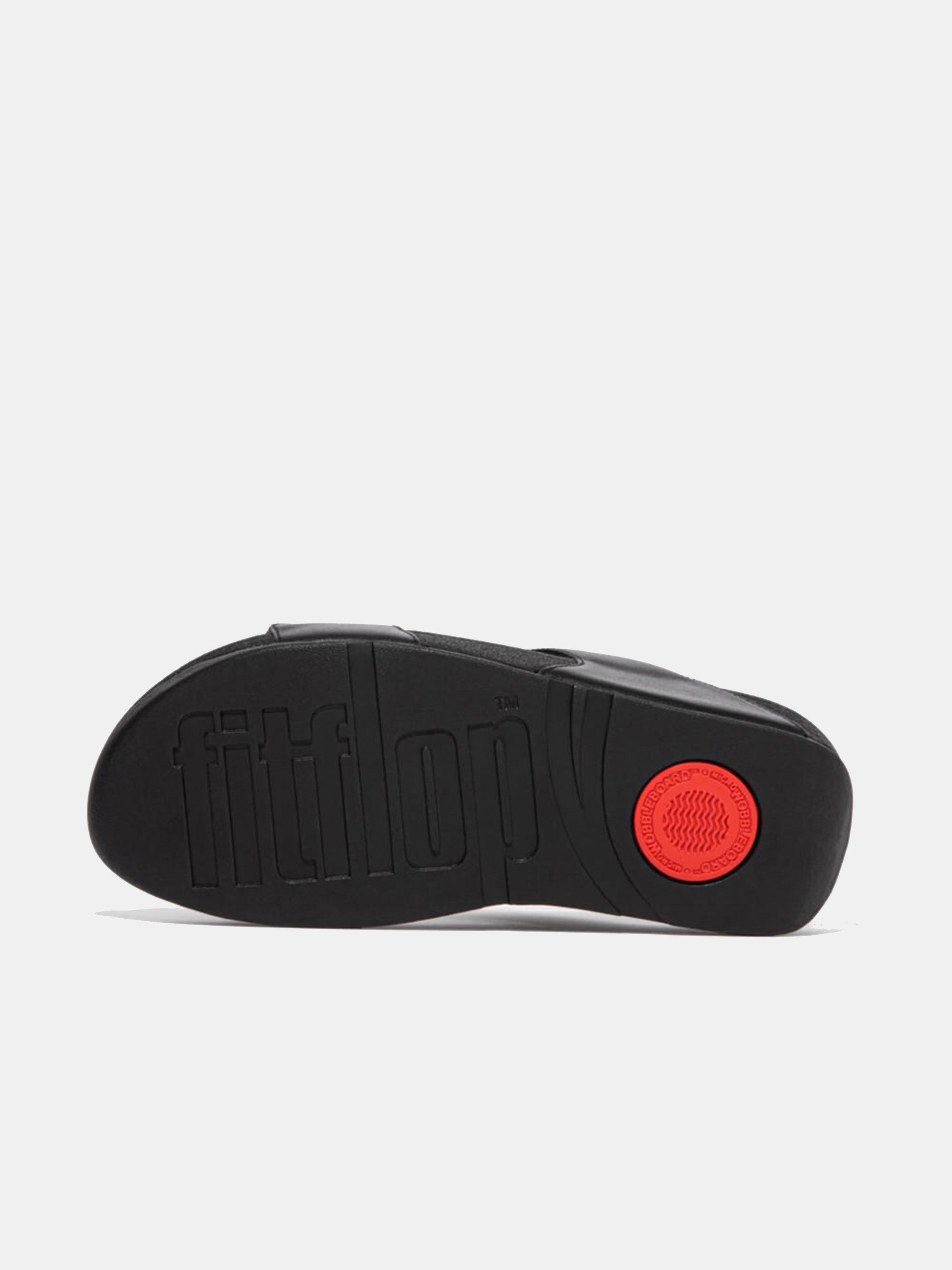 Fitflop Women's Lulu Lasercrystal Leather Slides #color_Black