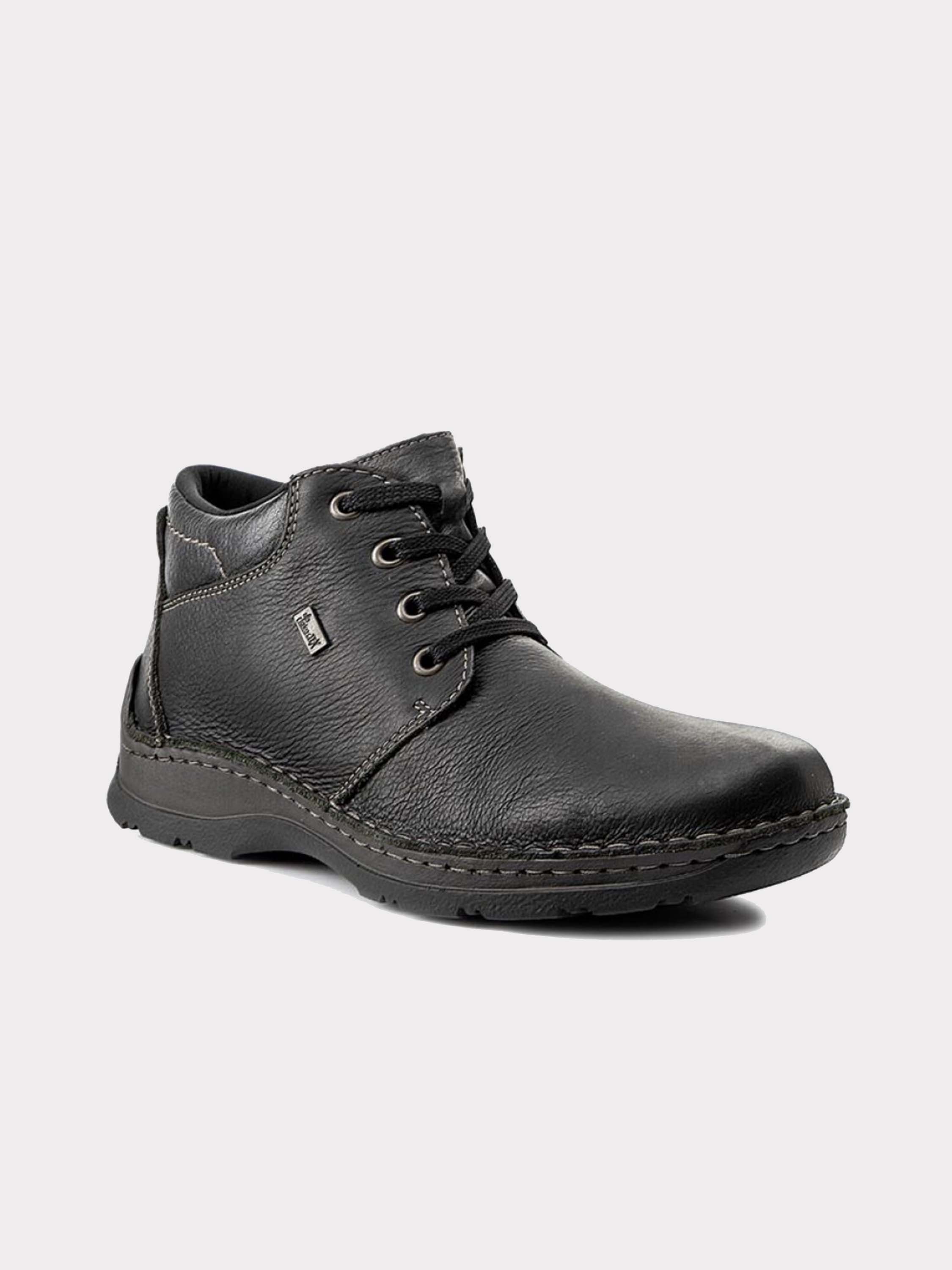 Rieker 05305 Men's Full Grain Leather Ankle Boots #color_Black