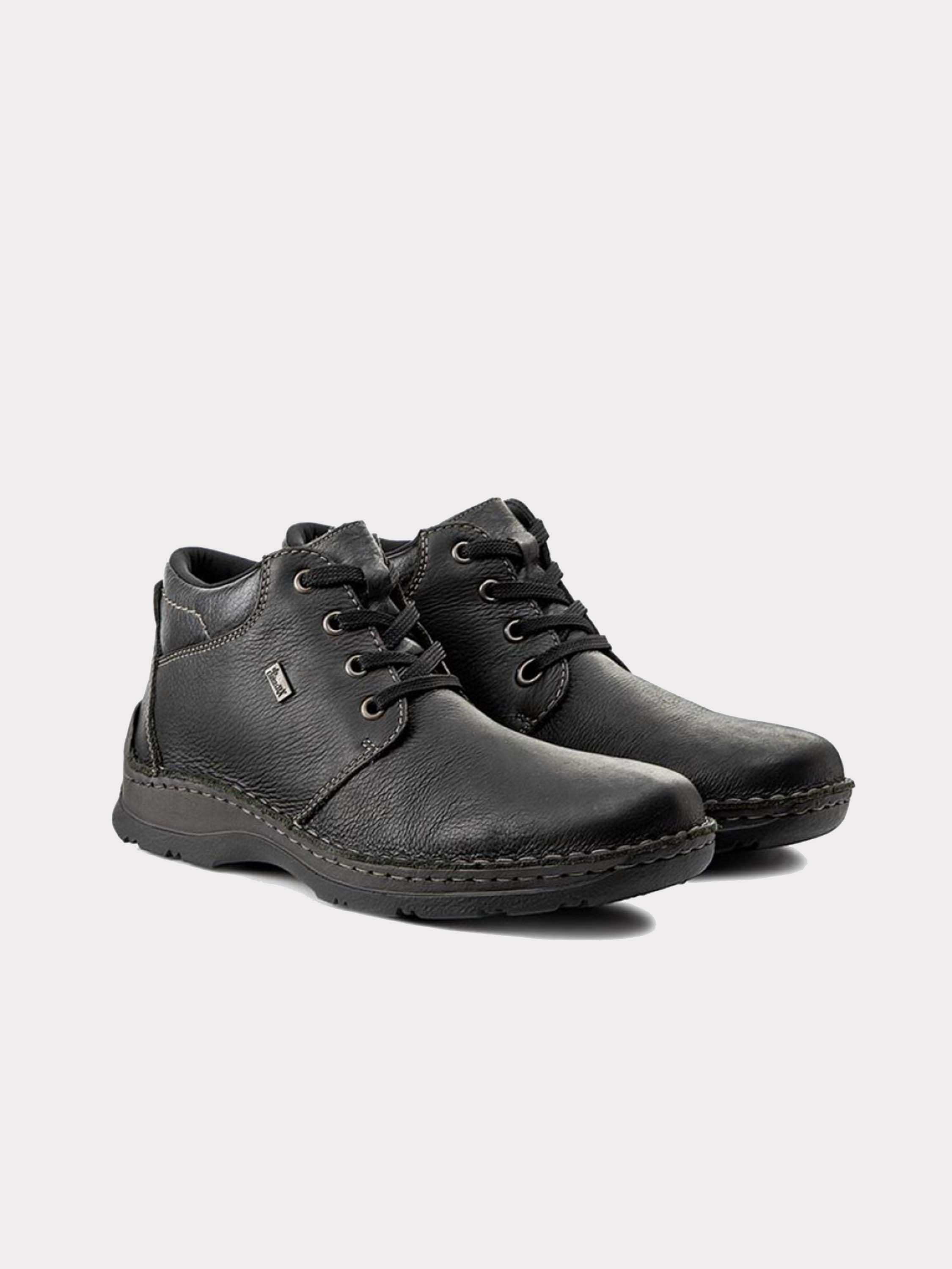 Rieker 05305 Men's Full Grain Leather Ankle Boots #color_Black