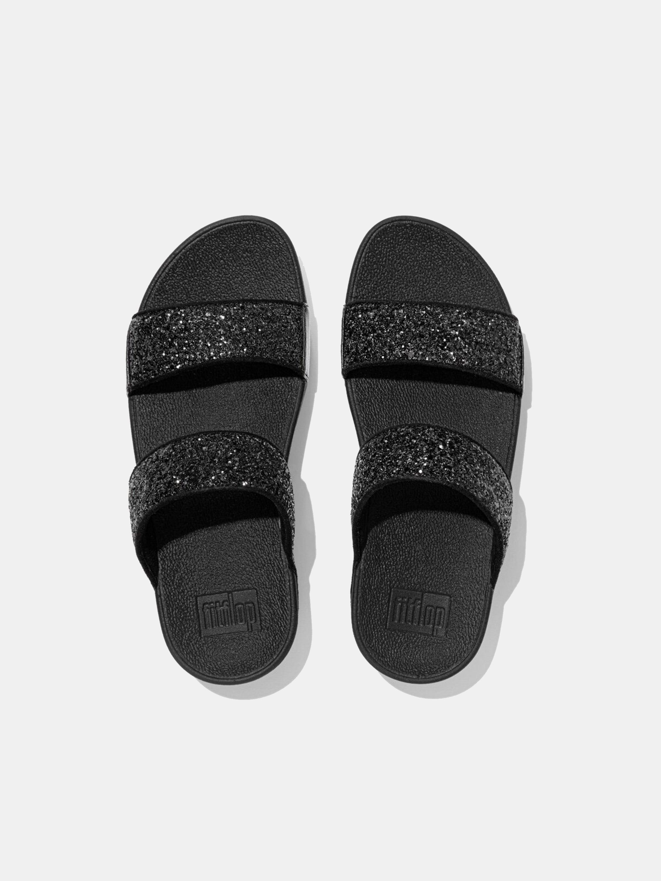 FitFlop Lulu Women's Glitter Slides #color_Black