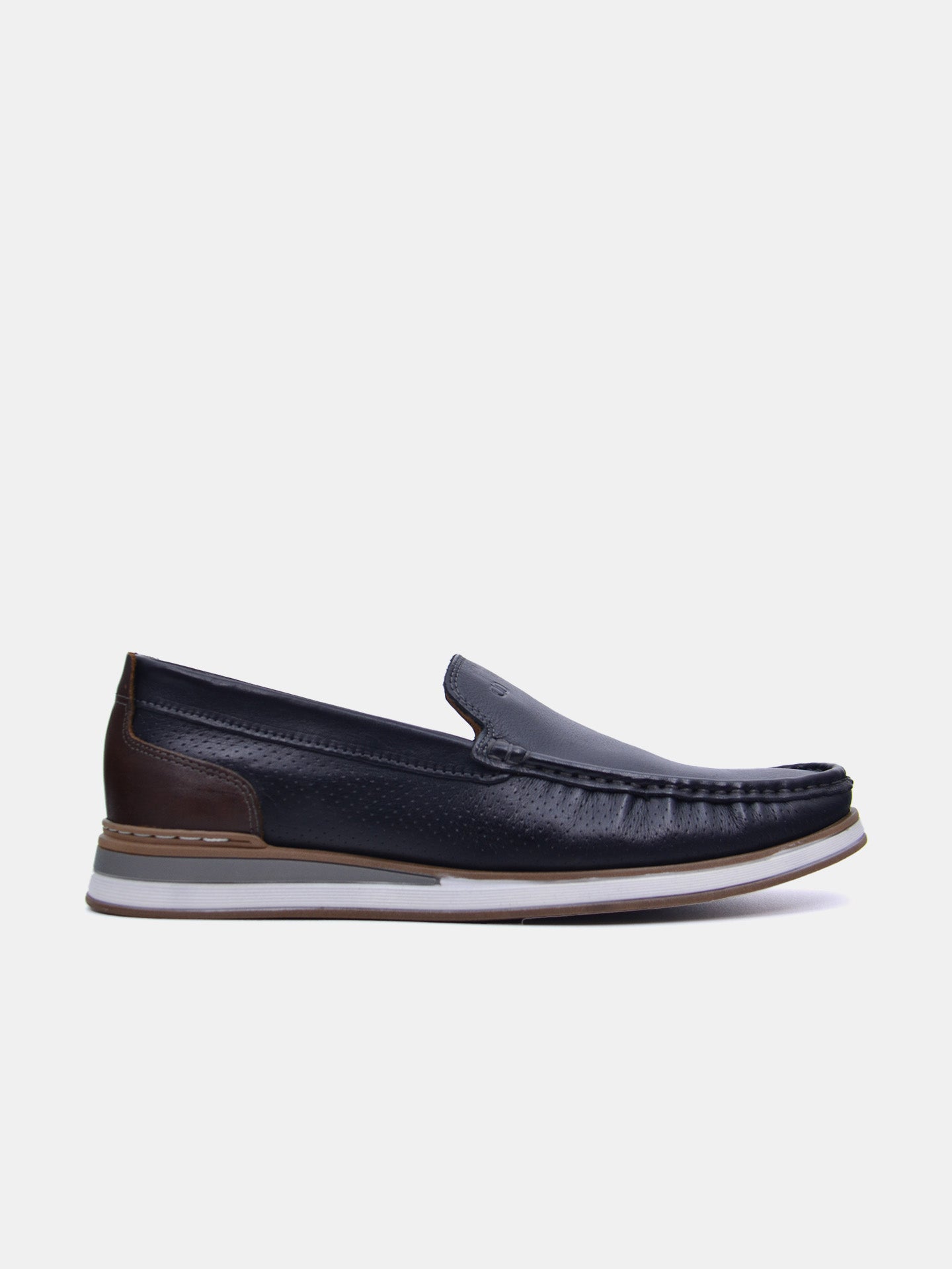 Democrata Men's Denim Flow Moccasin Loafers #color_Black