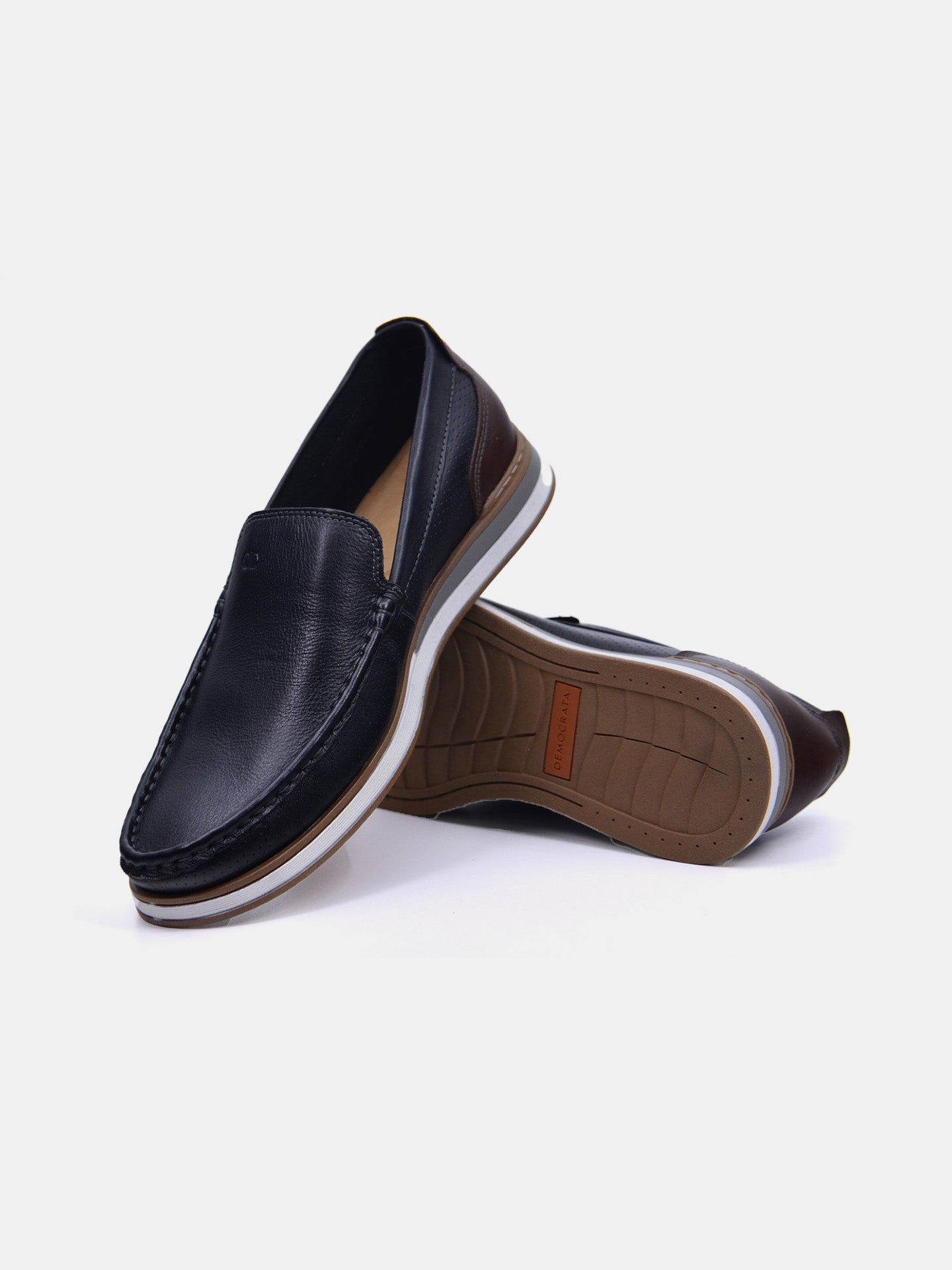 Democrata Men's Denim Flow Moccasin Loafers #color_Black