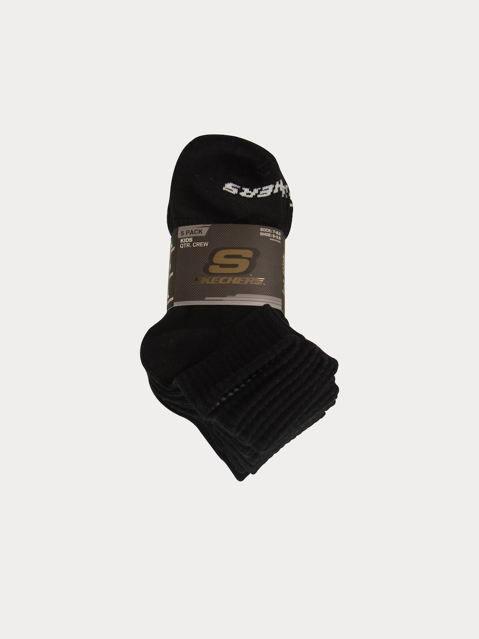 Skechers Kids 5 Pack Unisex Non Terry Qtr Crew Shipper Socks #color_Black