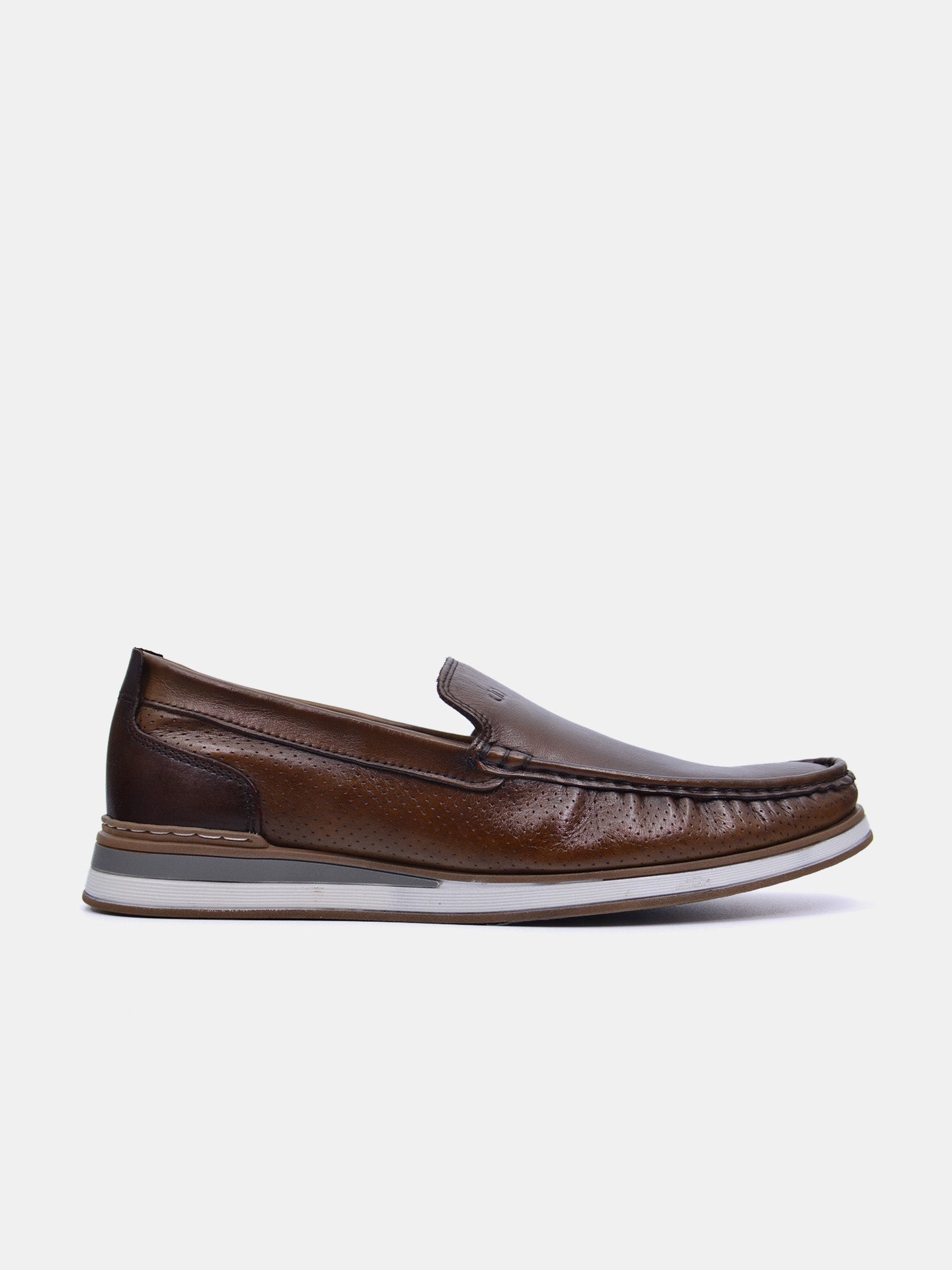 Democrata Men's Denim Flow Moccasin Loafers #color_Dark Brown