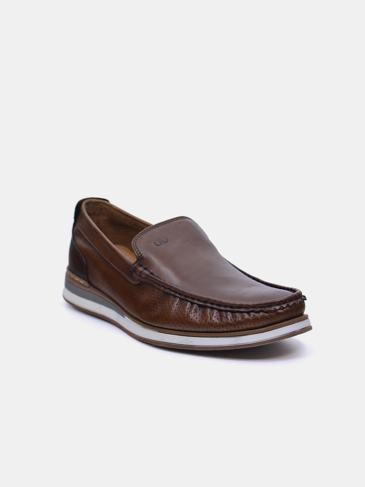 Democrata Men's Denim Flow Moccasin Loafers #color_Dark Brown