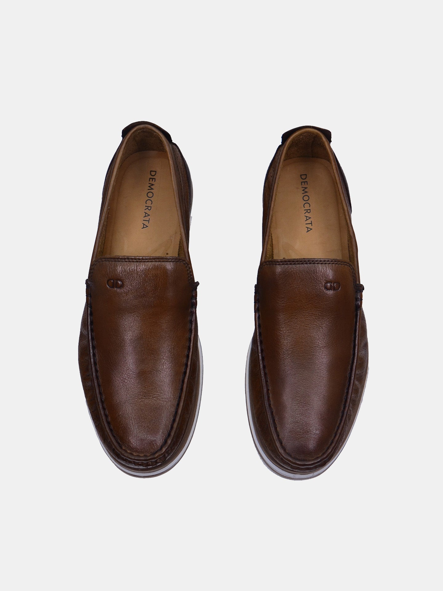 Democrata Men's Denim Flow Moccasin Loafers #color_Dark Brown