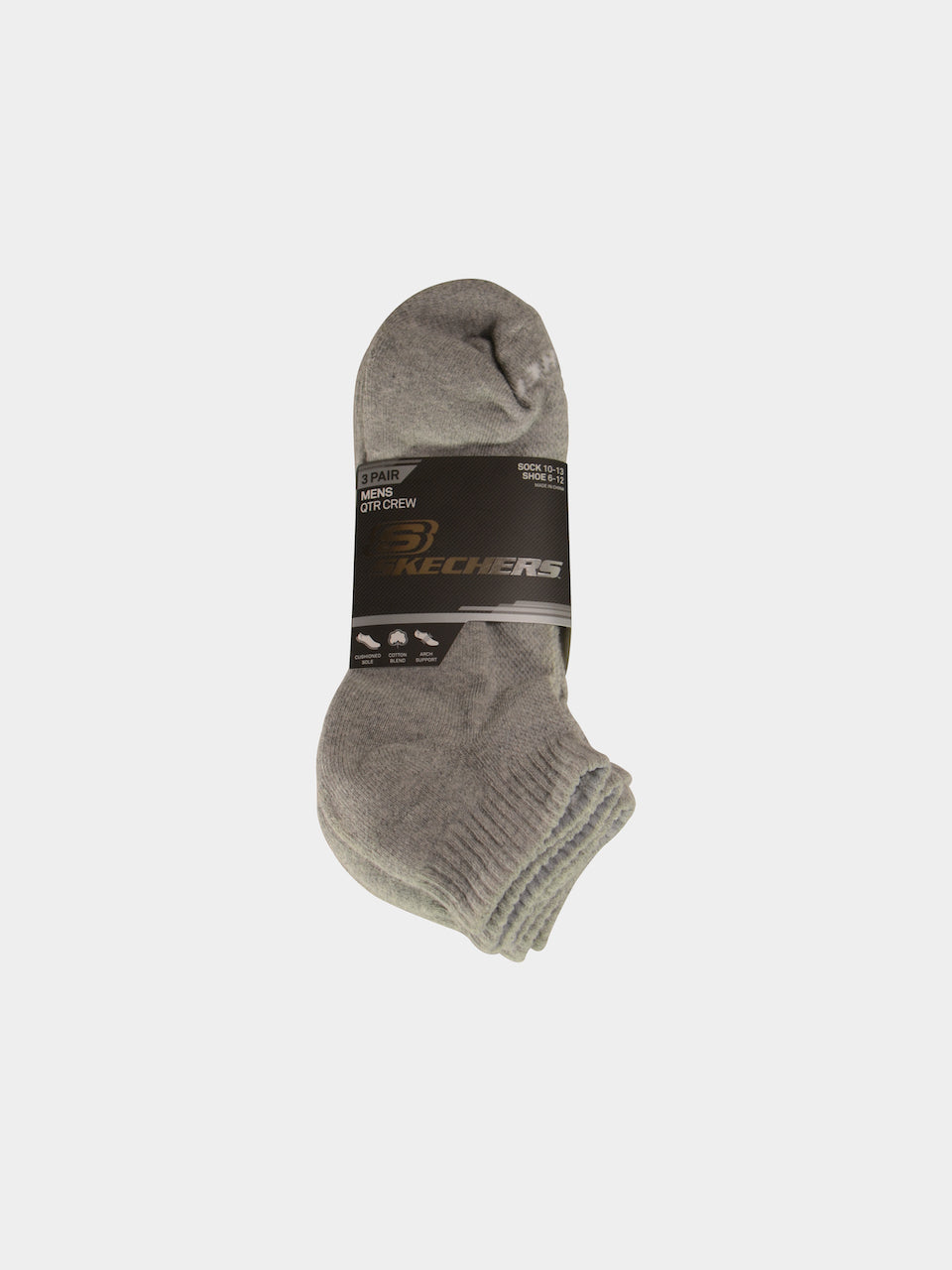 Skechers 3 Pack Unisex 1/2 Terry Qtr Crew #color_Gray