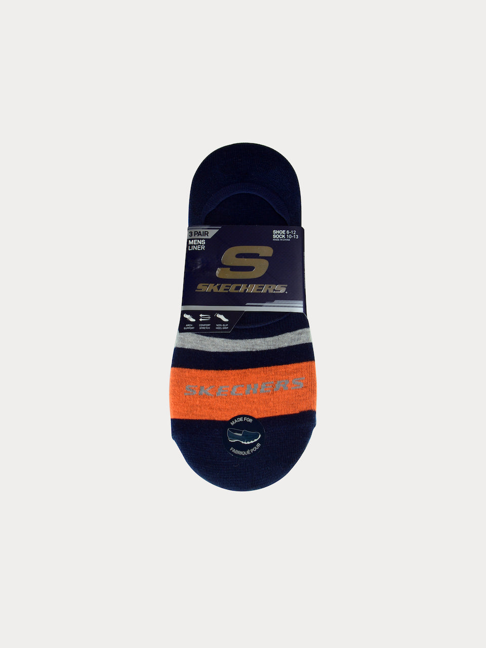Skechers Men 3 Pack Liner Gripper Socks