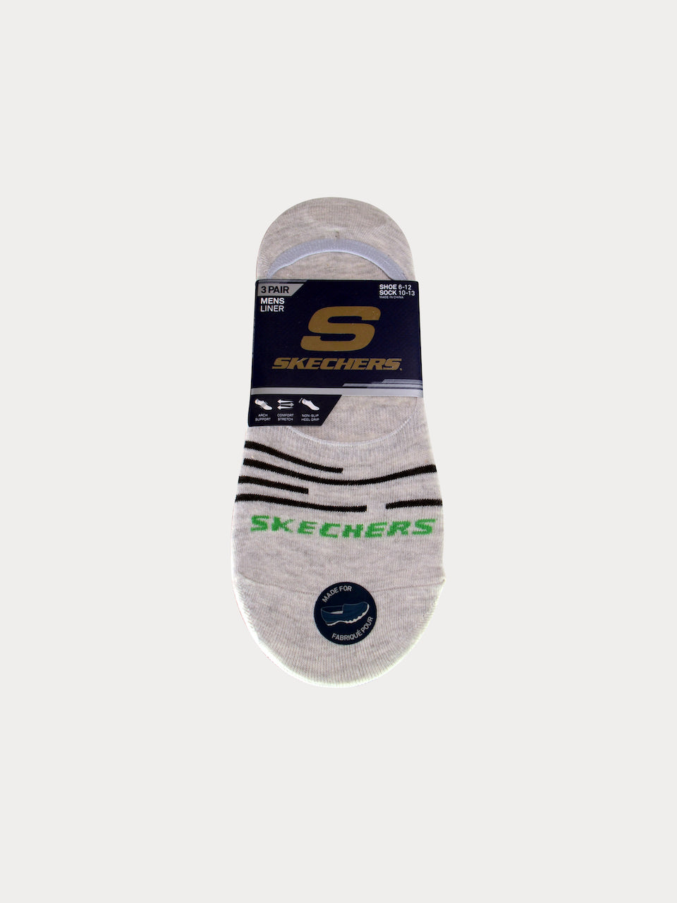 Skechers Men 3 Pack Multi Color No Show Socks