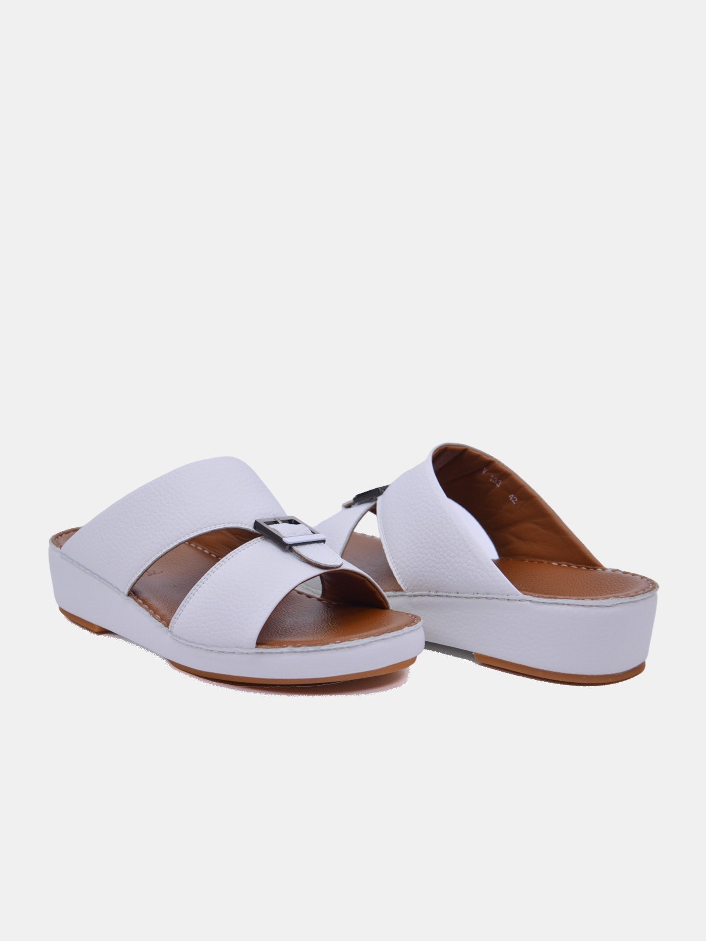 Barjeel Uno V-133 Men's Arabic Sandals #color_White