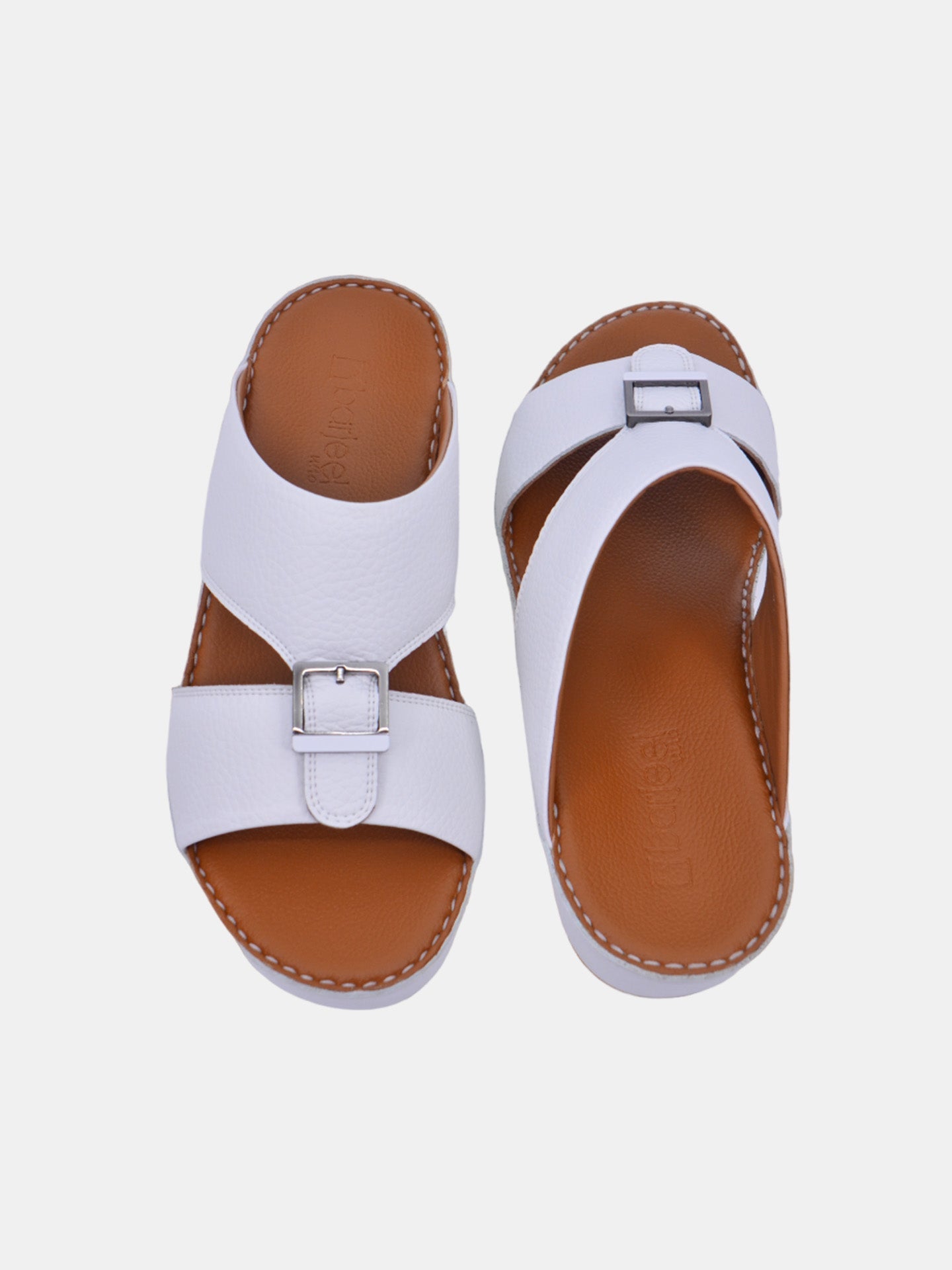 Barjeel Uno V-133 Men's Arabic Sandals #color_White