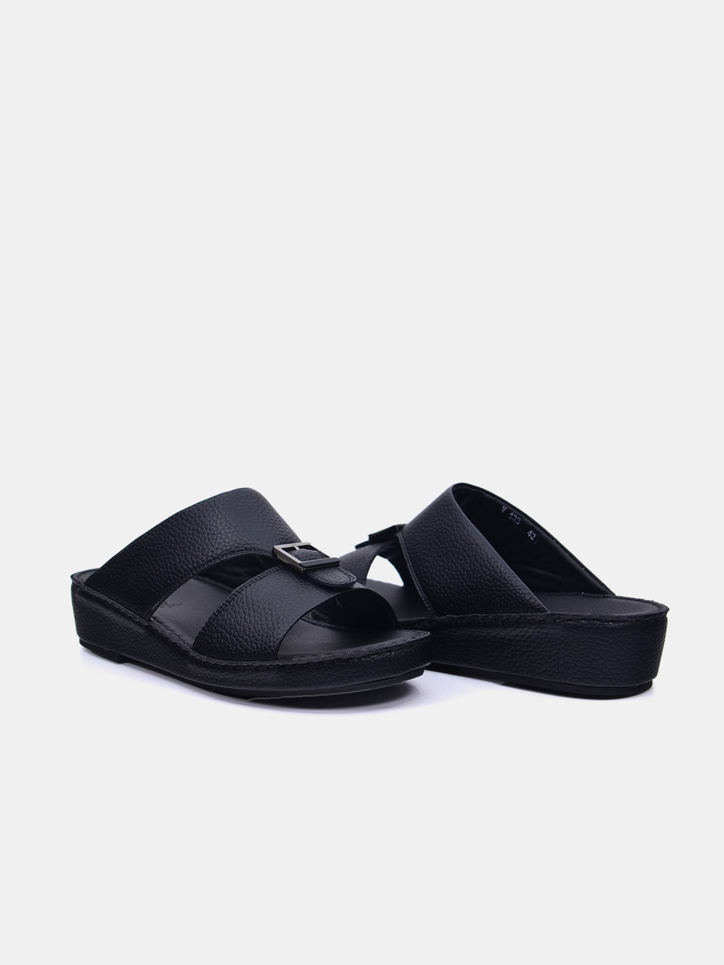 Barjeel Uno V-133 Men's Arabic Sandals #color_Black