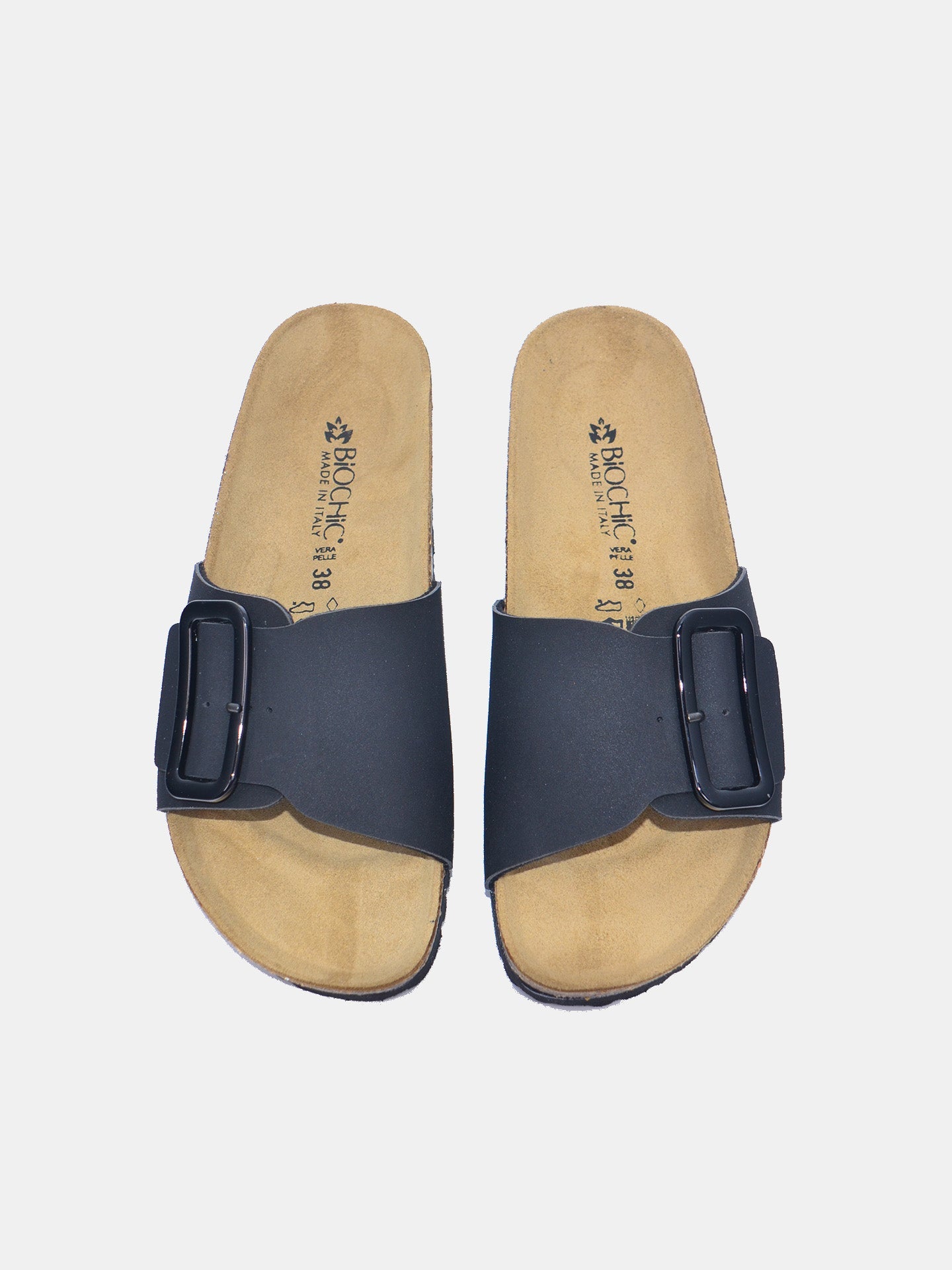 Biochic Women's Madrid Broad Strap Sandals #color_Black