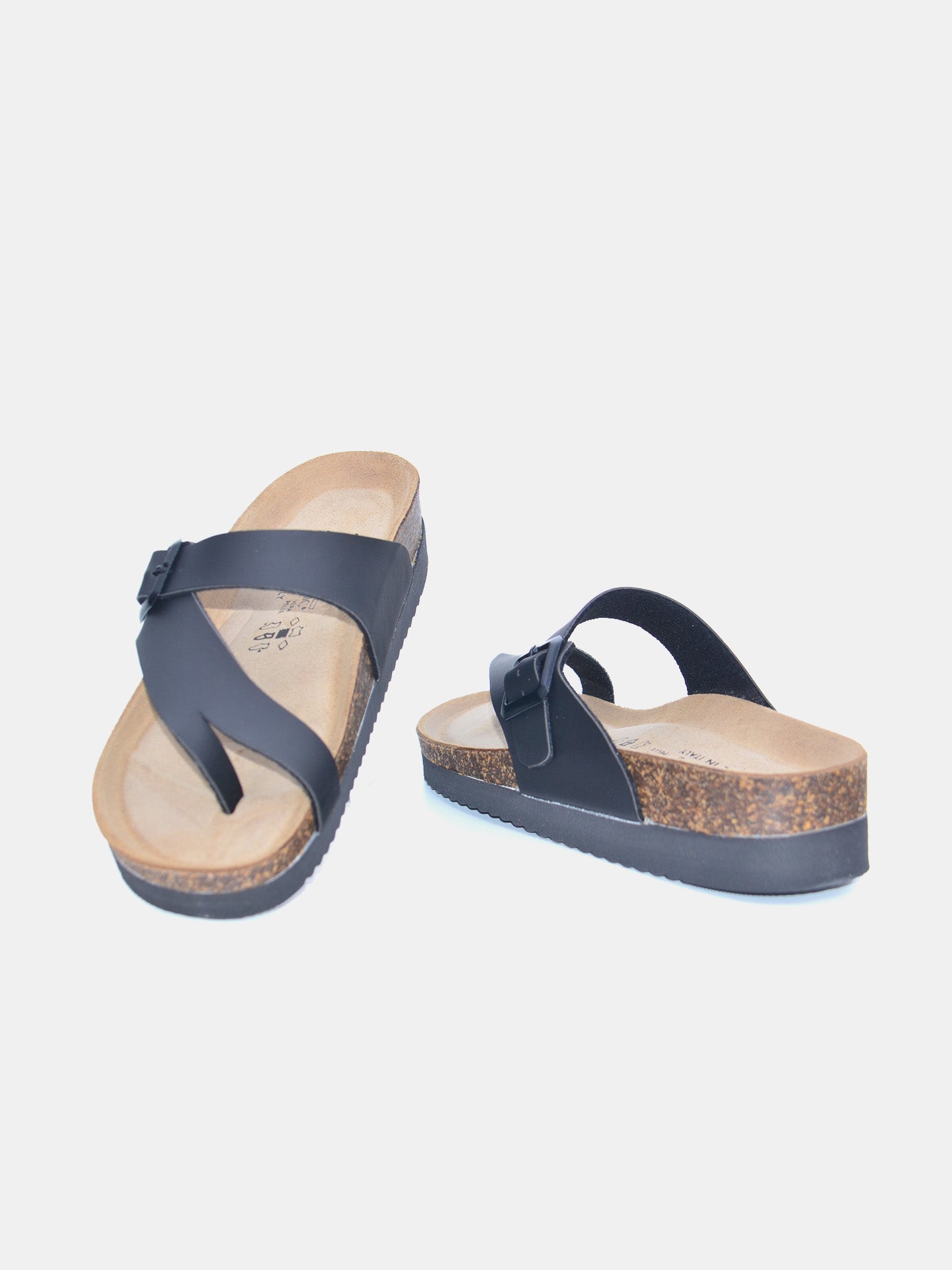 Biochic Women's Finger Type Mid Heel Sandals #color_Black