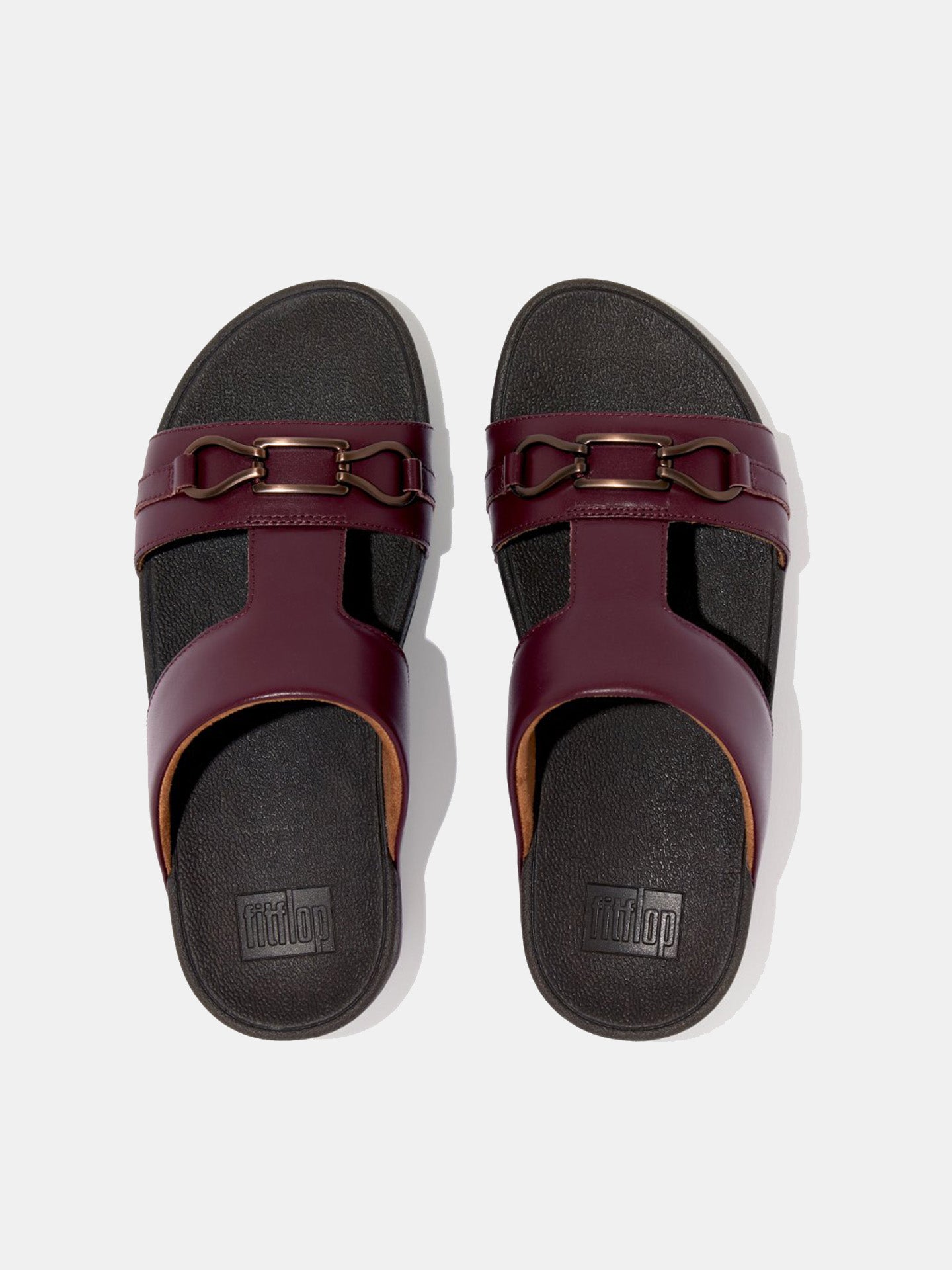 Fitflop Women's Hallye Chain Leather H-Bar Slides #color_Purple