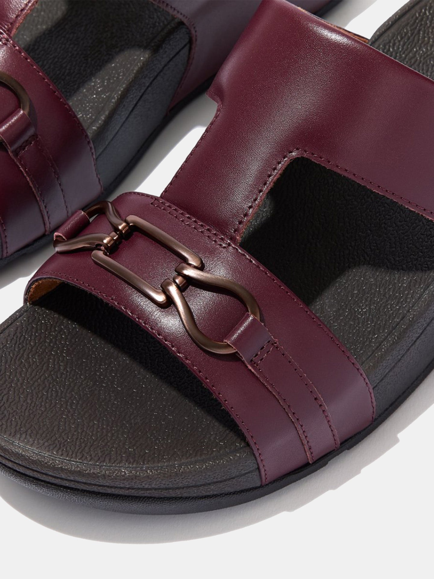 Fitflop Women's Hallye Chain Leather H-Bar Slides #color_Purple