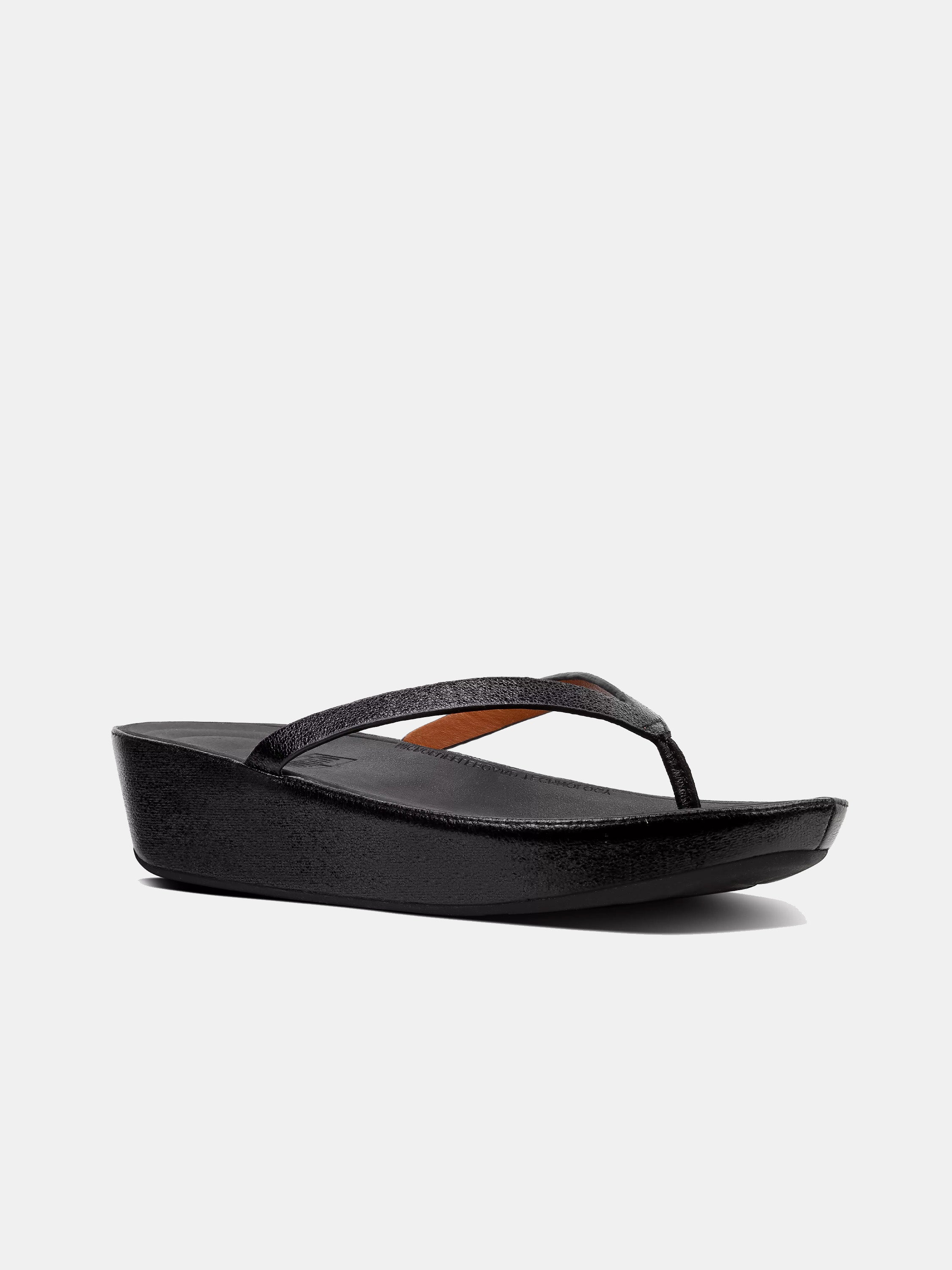 Fitflop Women's Linny Faux Leather Toe-Post Sandals #color_Black