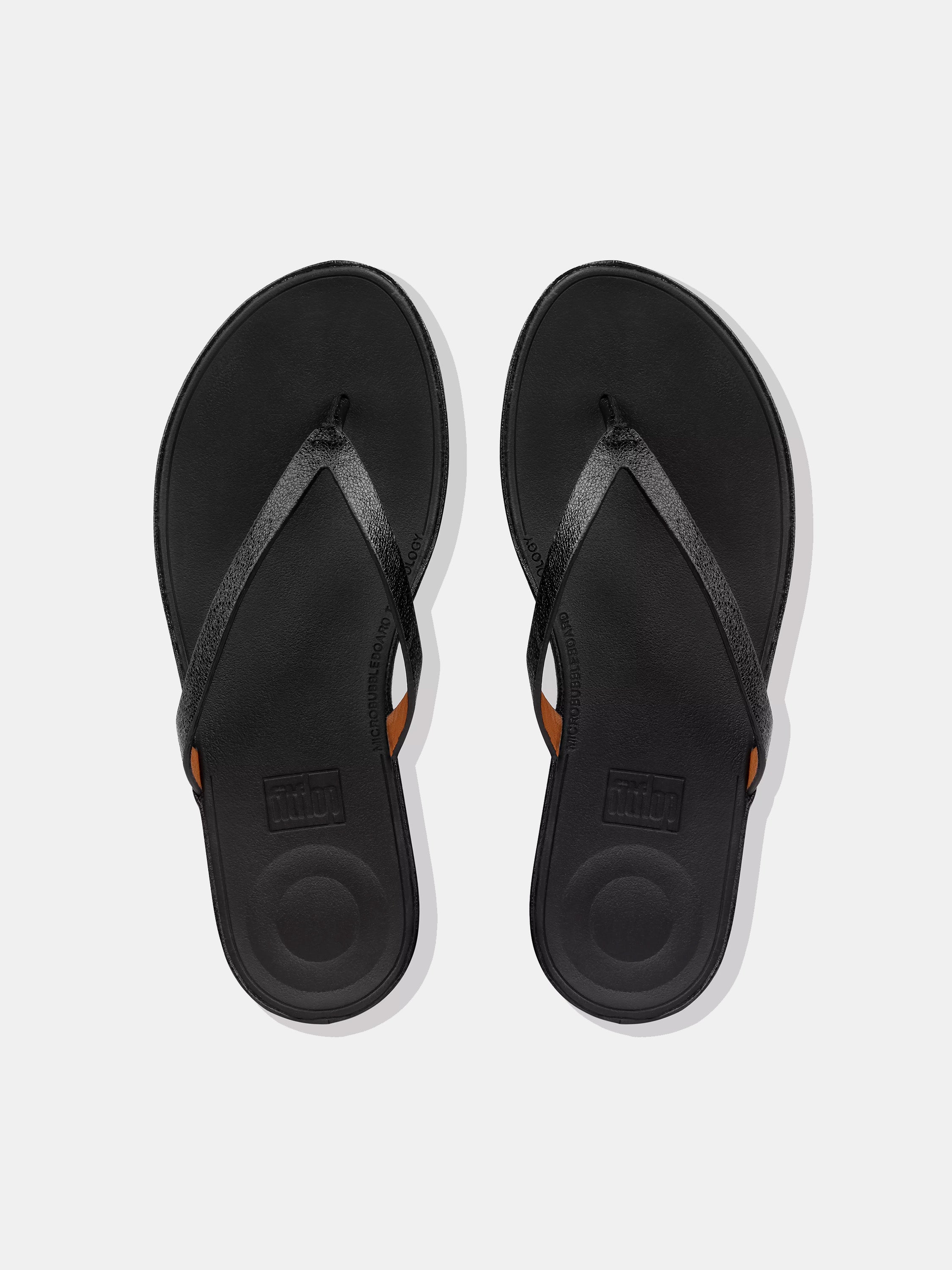 Fitflop Women's Linny Faux Leather Toe-Post Sandals #color_Black