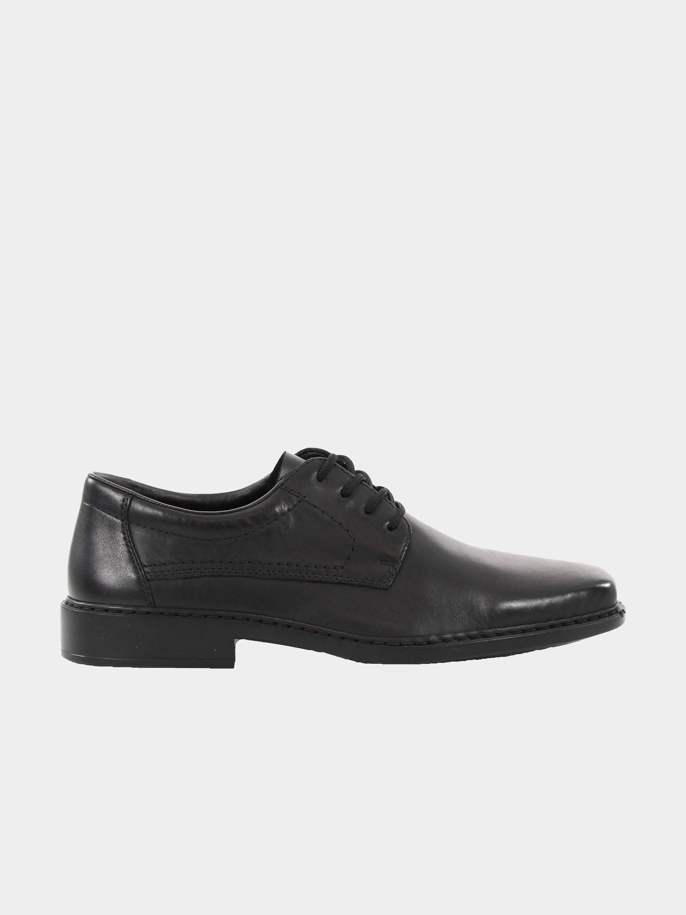 Rieker B0810-00 Men's Square Toe Formal Leather Shoes #color_Black