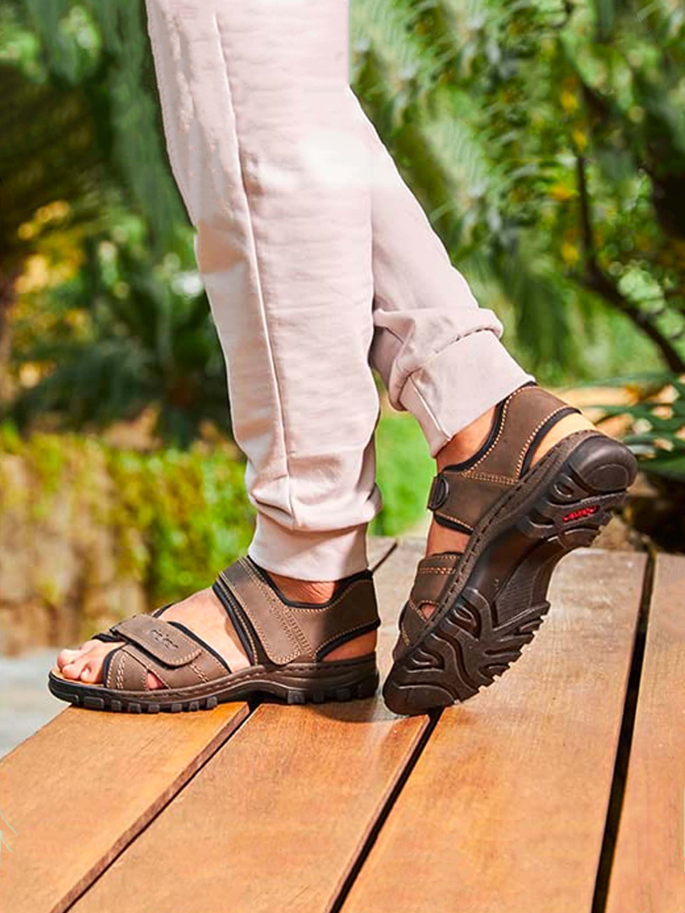 Rieker 25051 Men's Hook And Loop Sandals #color_Brown