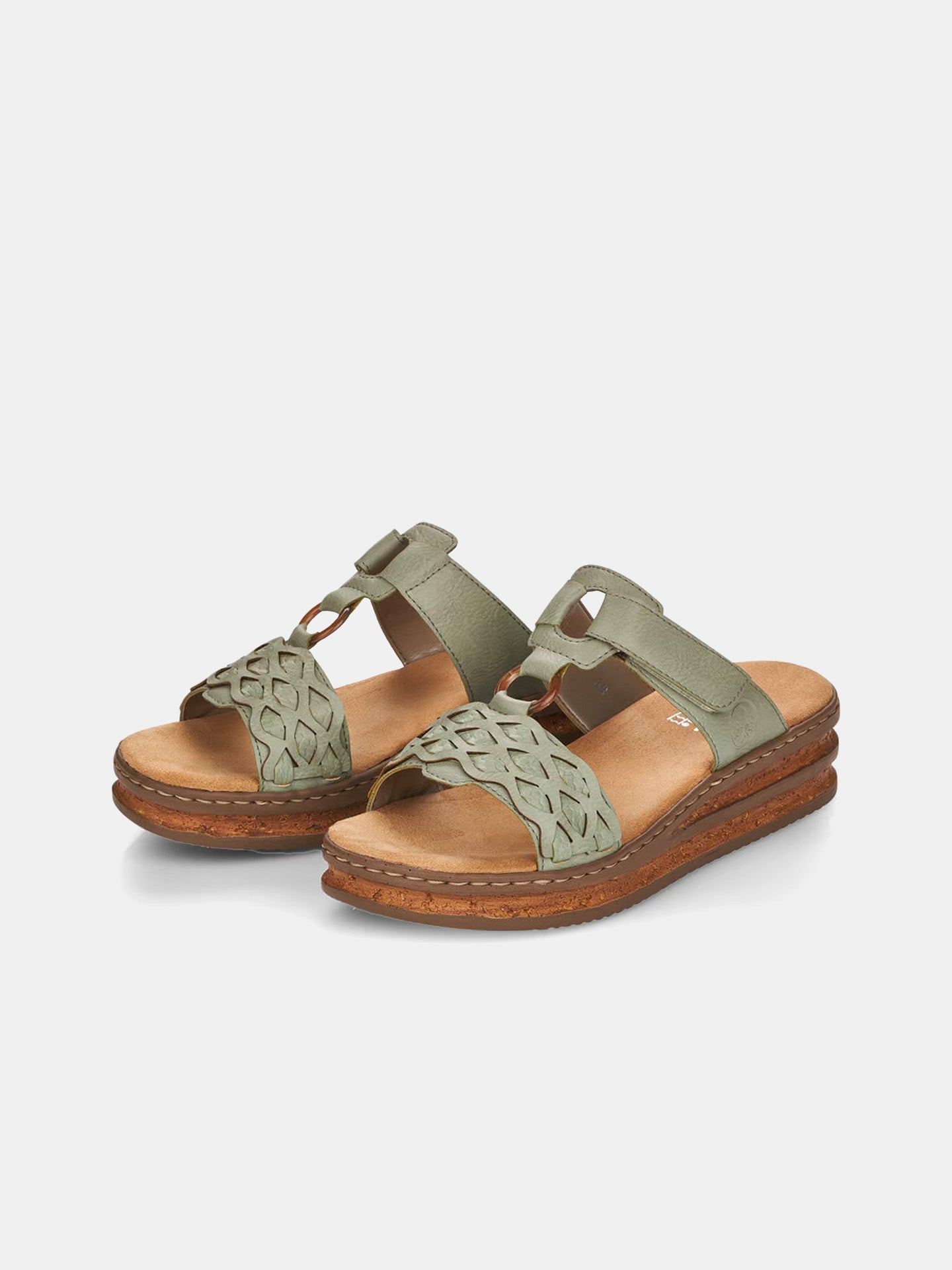 Rieker 629K9 Women's Slider Sandals #color_Green