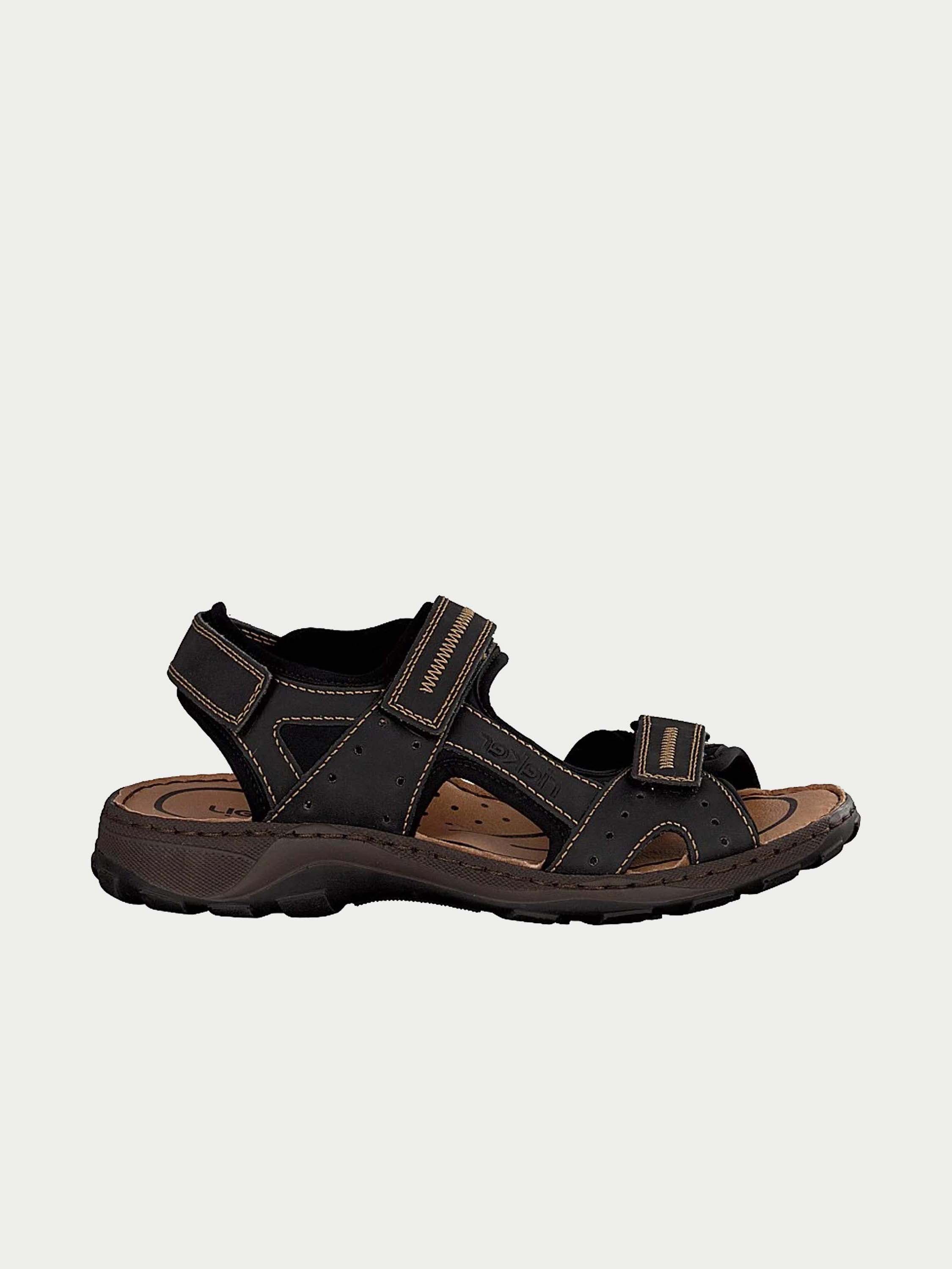 Rieker 26061 Men's Hook & Loop Outdoor Sandals #color_Black