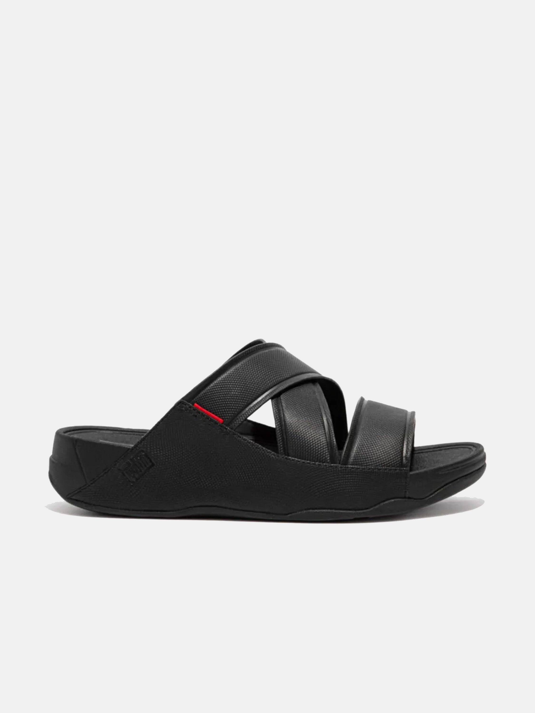 Fitflop Men's Chi Embossed Leather Sandals #color_Black