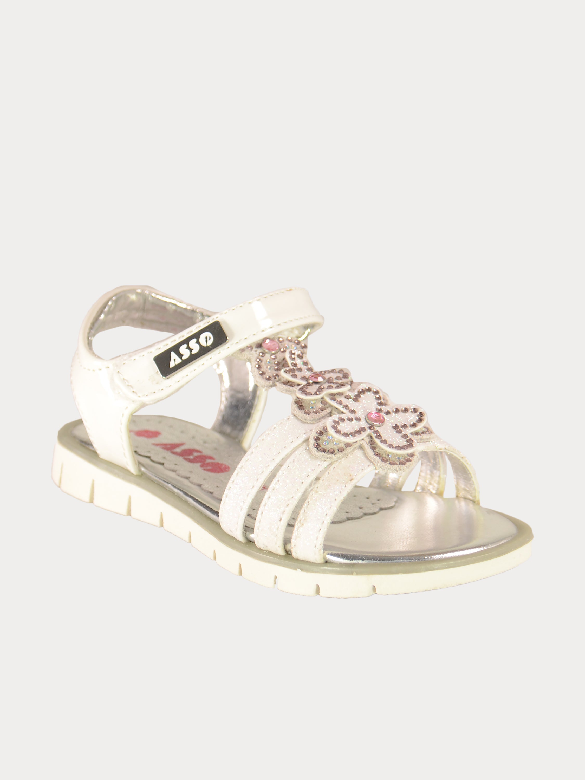 Asso Girls Back Strap Sandals #color_White