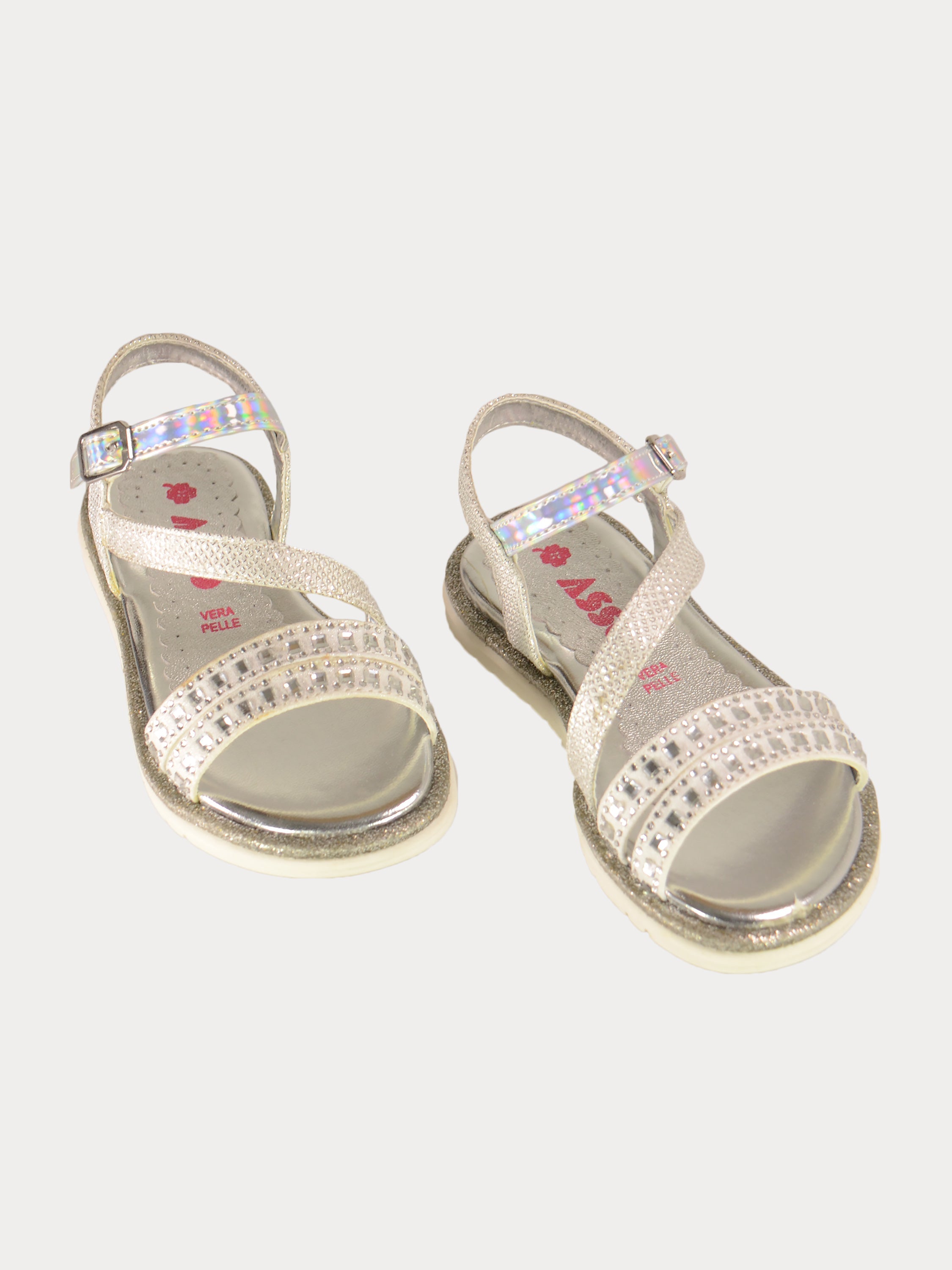 Asso Girls Back Strap Sandals #color_Silver