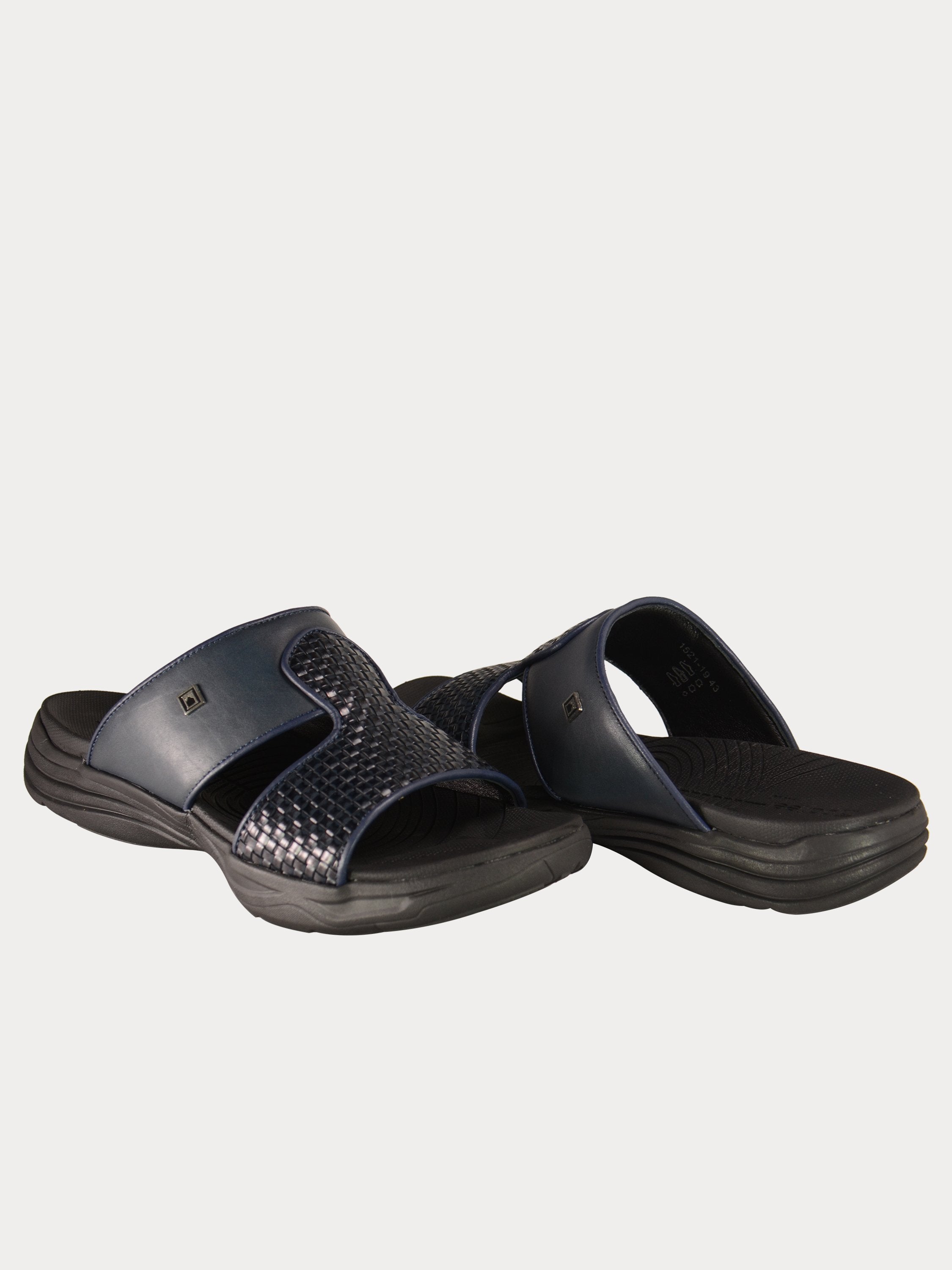 Barjeel Uno 152119 Basketweave Pattern Arabic Sandals #color_Navy