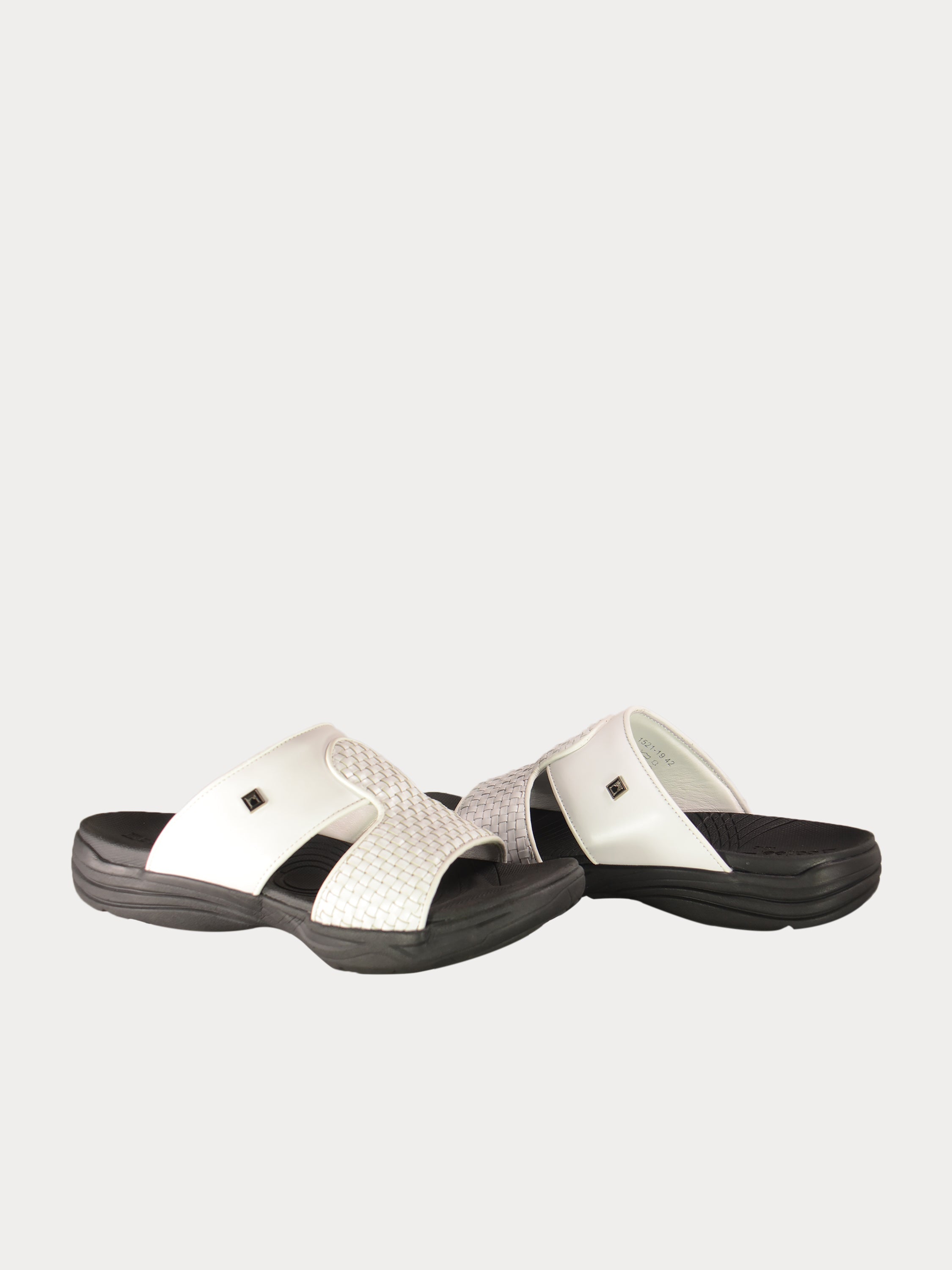 Barjeel Uno 152119 Basketweave Pattern Arabic Sandals #color_White