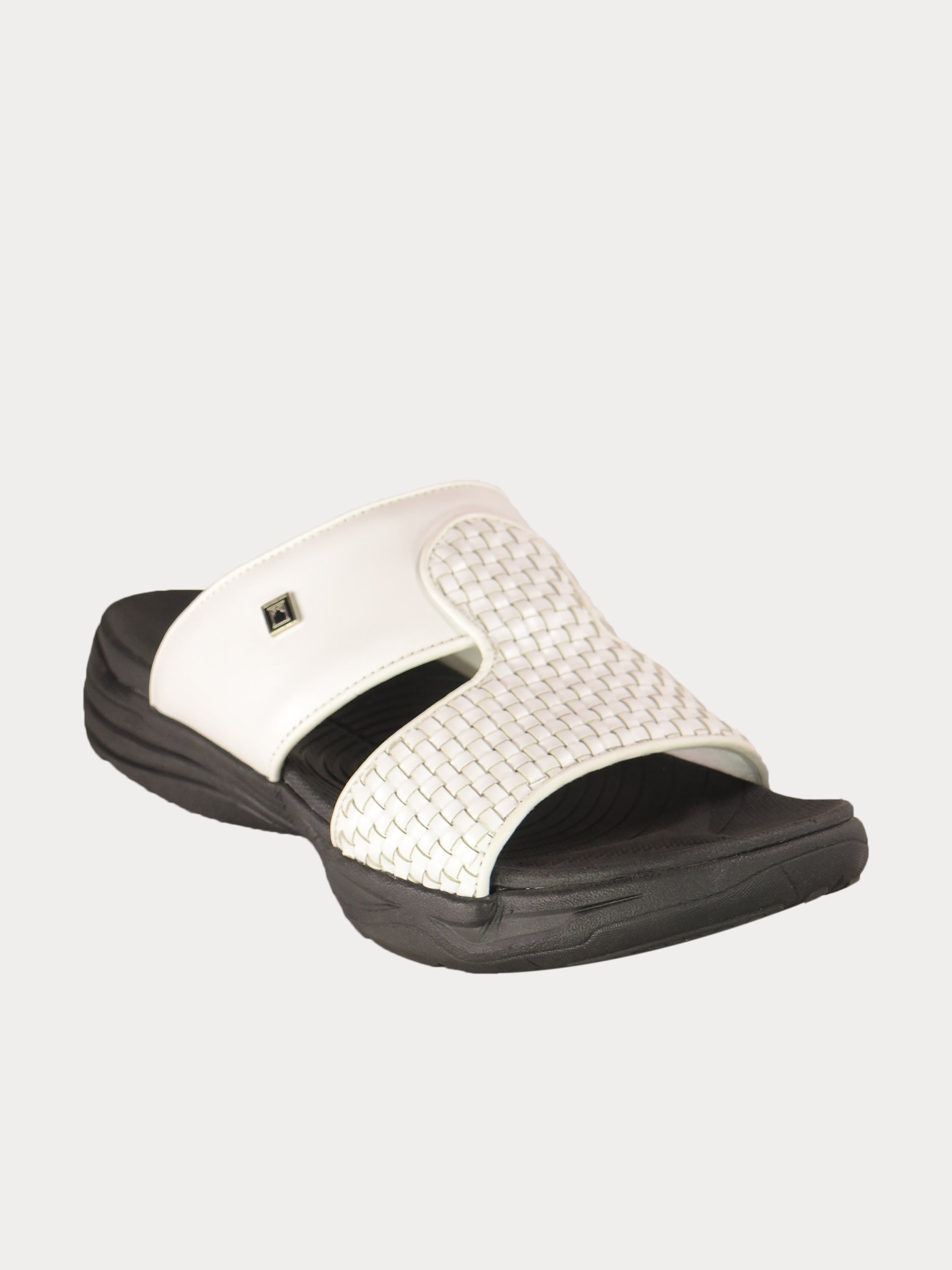 Barjeel Uno 152119 Basketweave Pattern Arabic Sandals #color_White