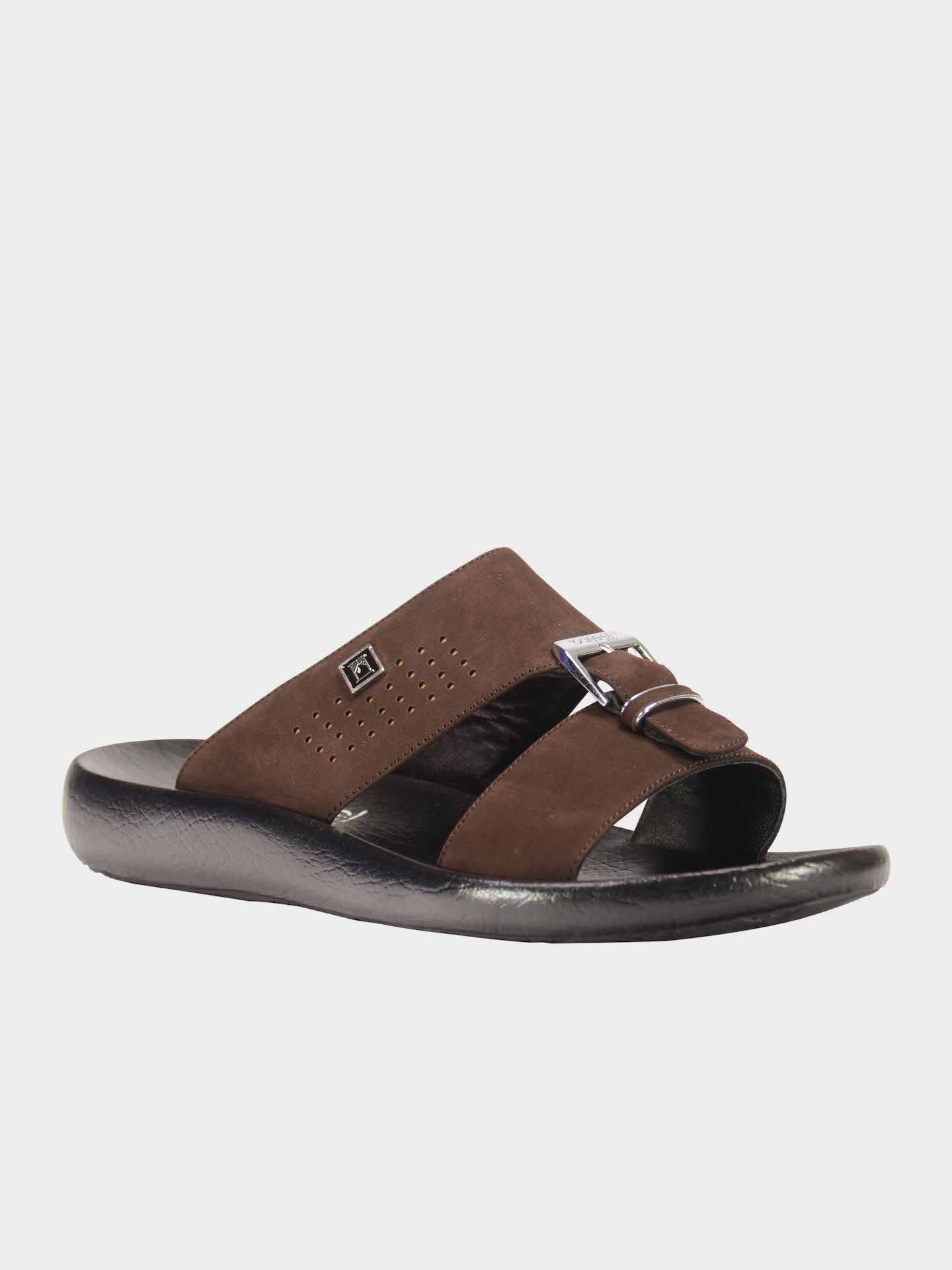 Barjeel Uno 1190210 Top Buckle Arabic Sandals #color_Brown