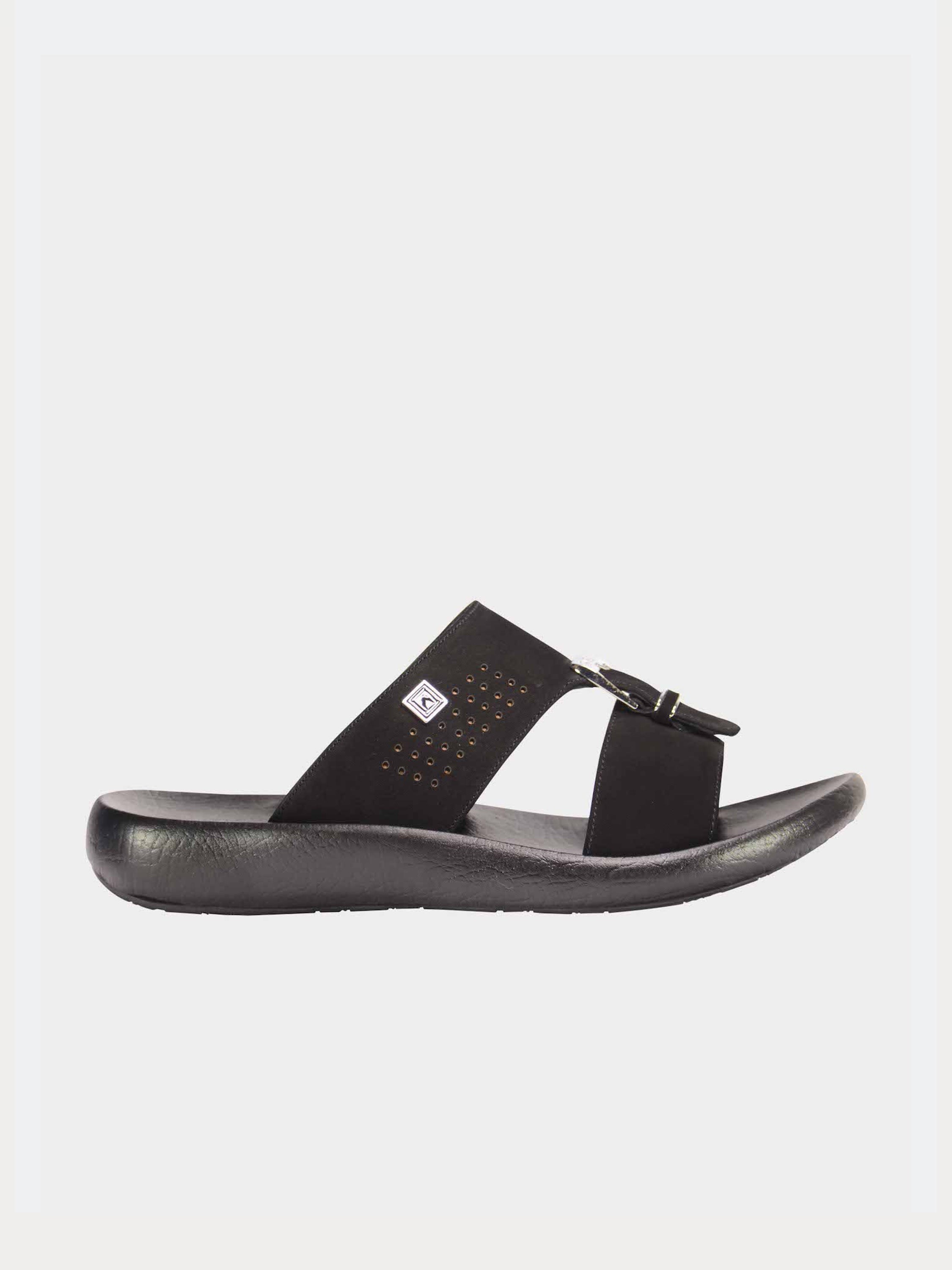 Barjeel Uno 1190210 Top Buckle Arabic Sandals #color_Black