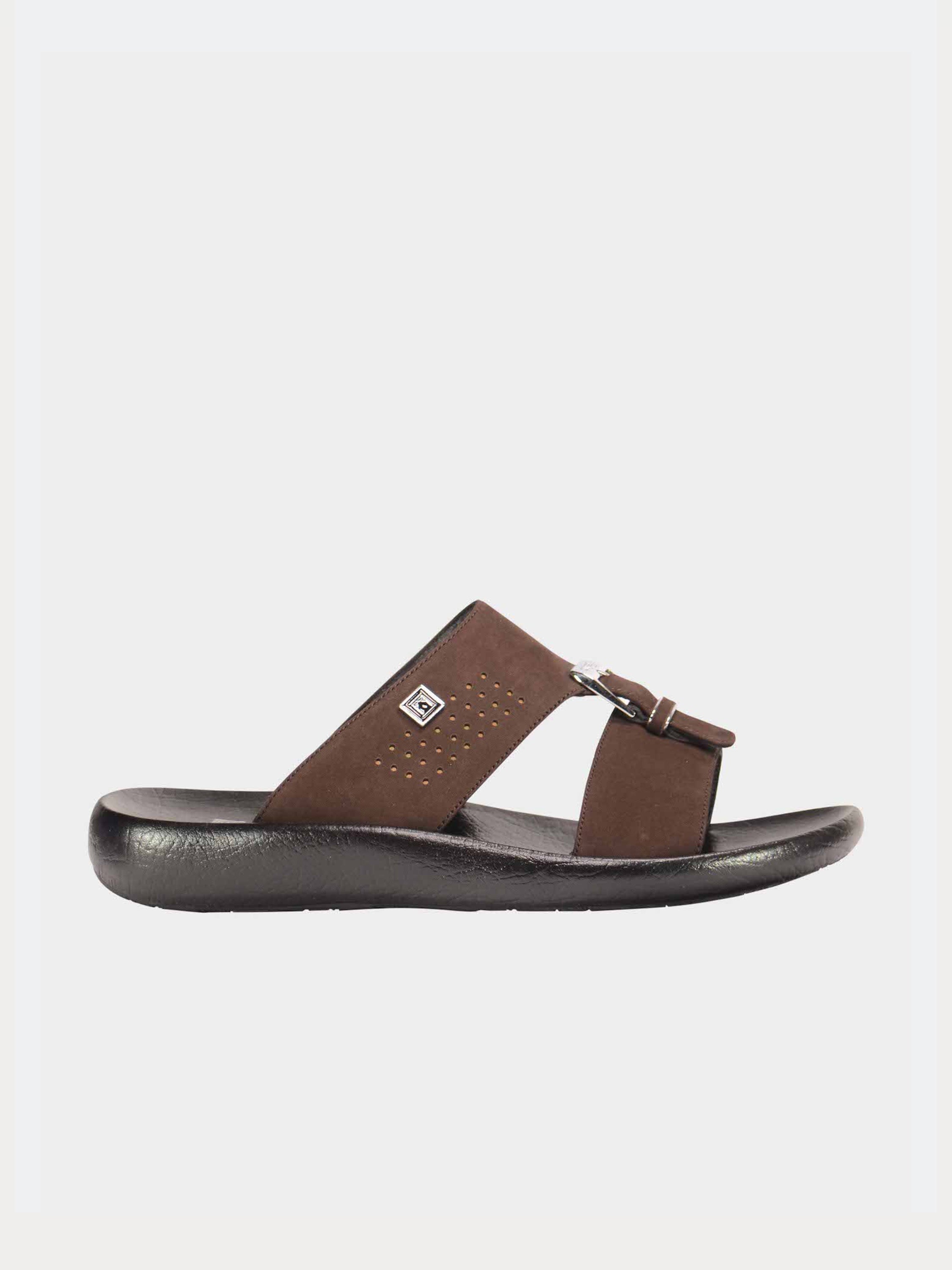 Barjeel Uno 1190210 Top Buckle Arabic Sandals #color_Brown