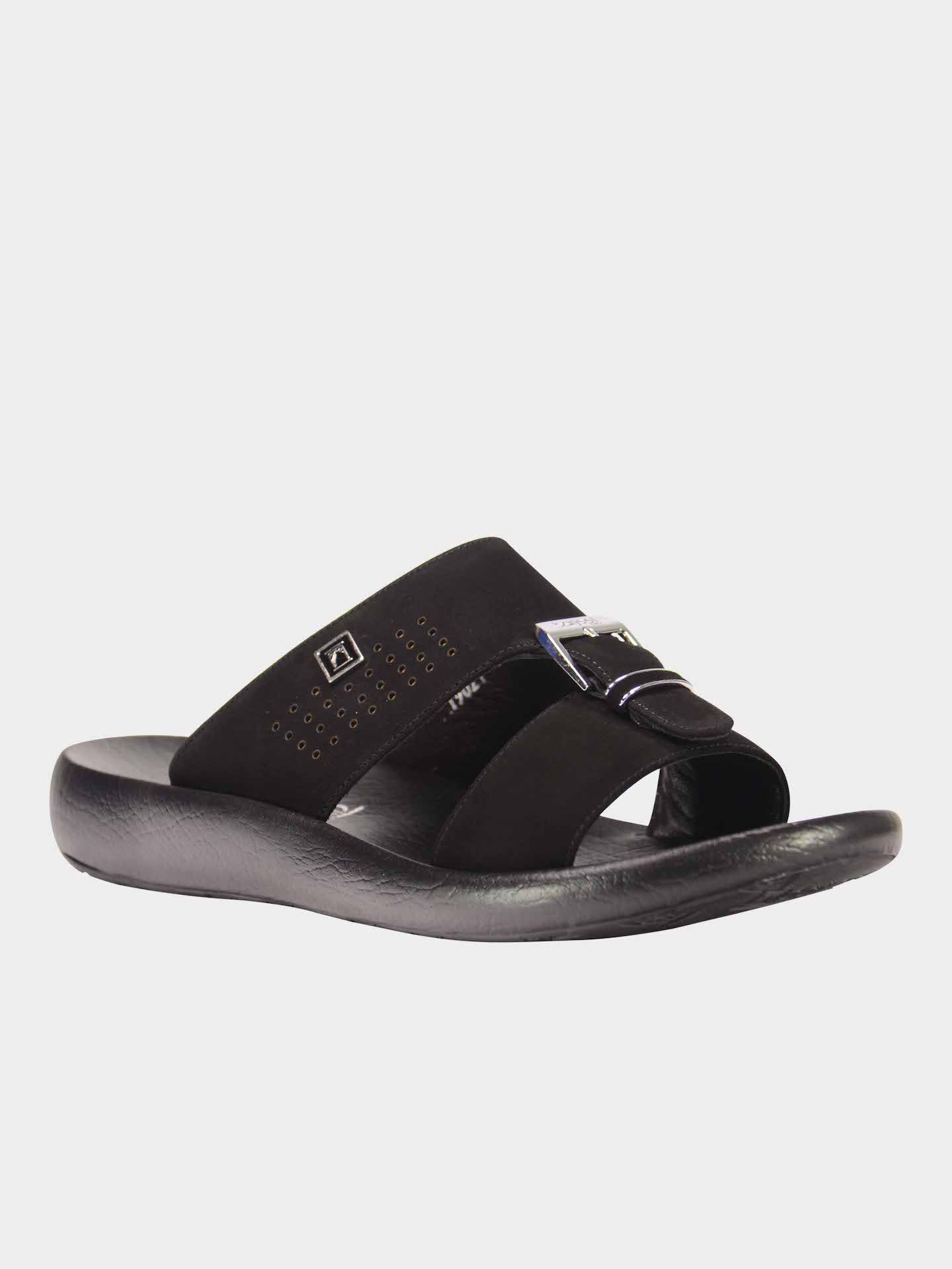 Barjeel Uno 1190210 Top Buckle Arabic Sandals #color_Black