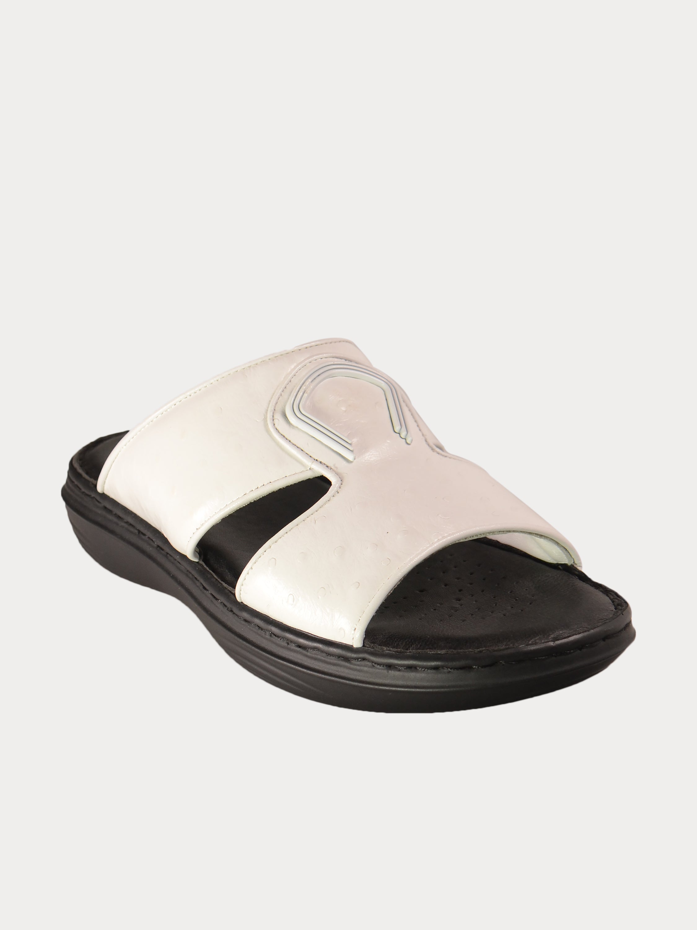 Barjeel Uno Caulkin Buckle Arabic Sandals #color_White