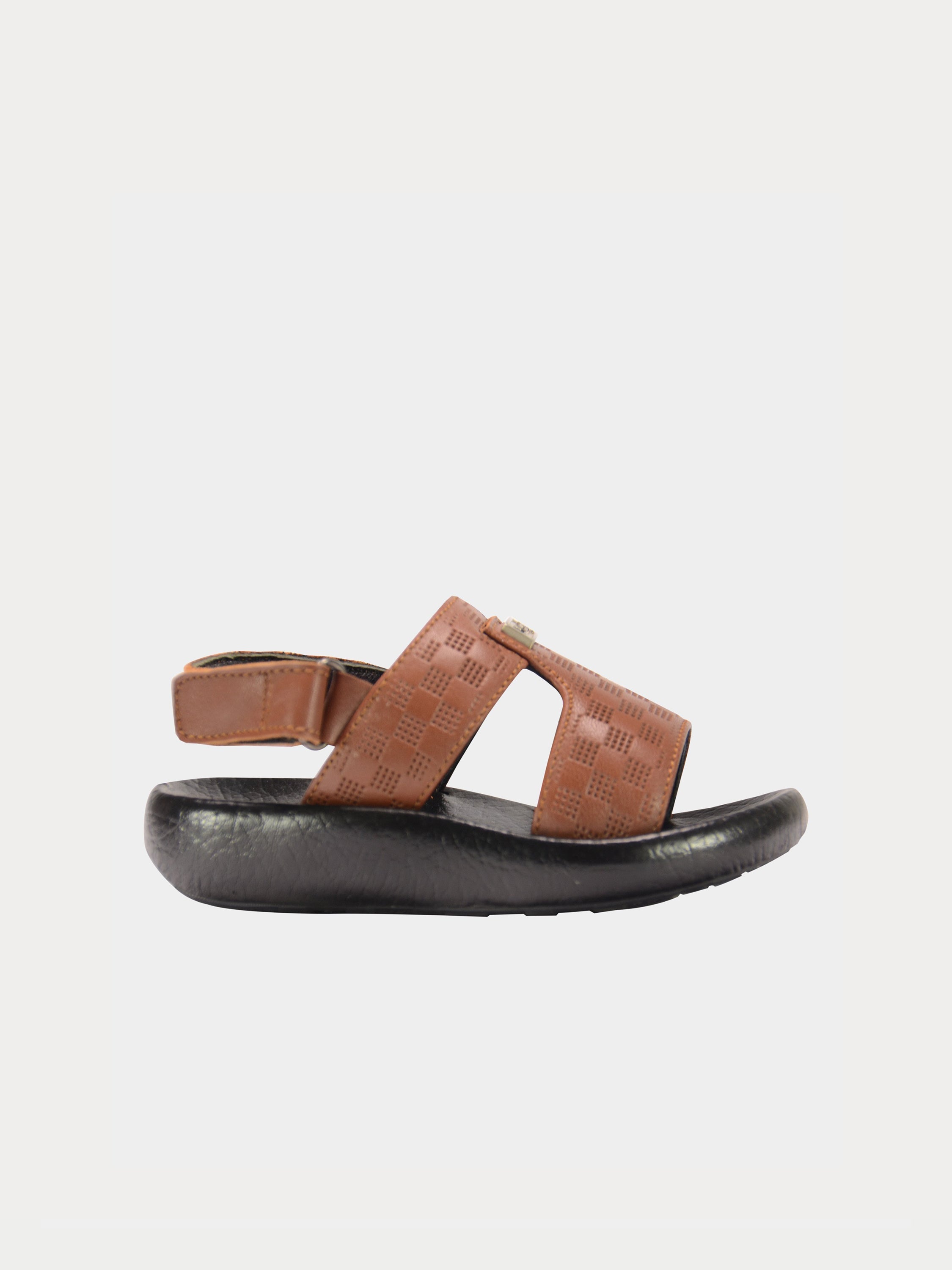 Barjeel Uno 2190510 Checked Slingback Arabic Leather Sandals #color_Brown