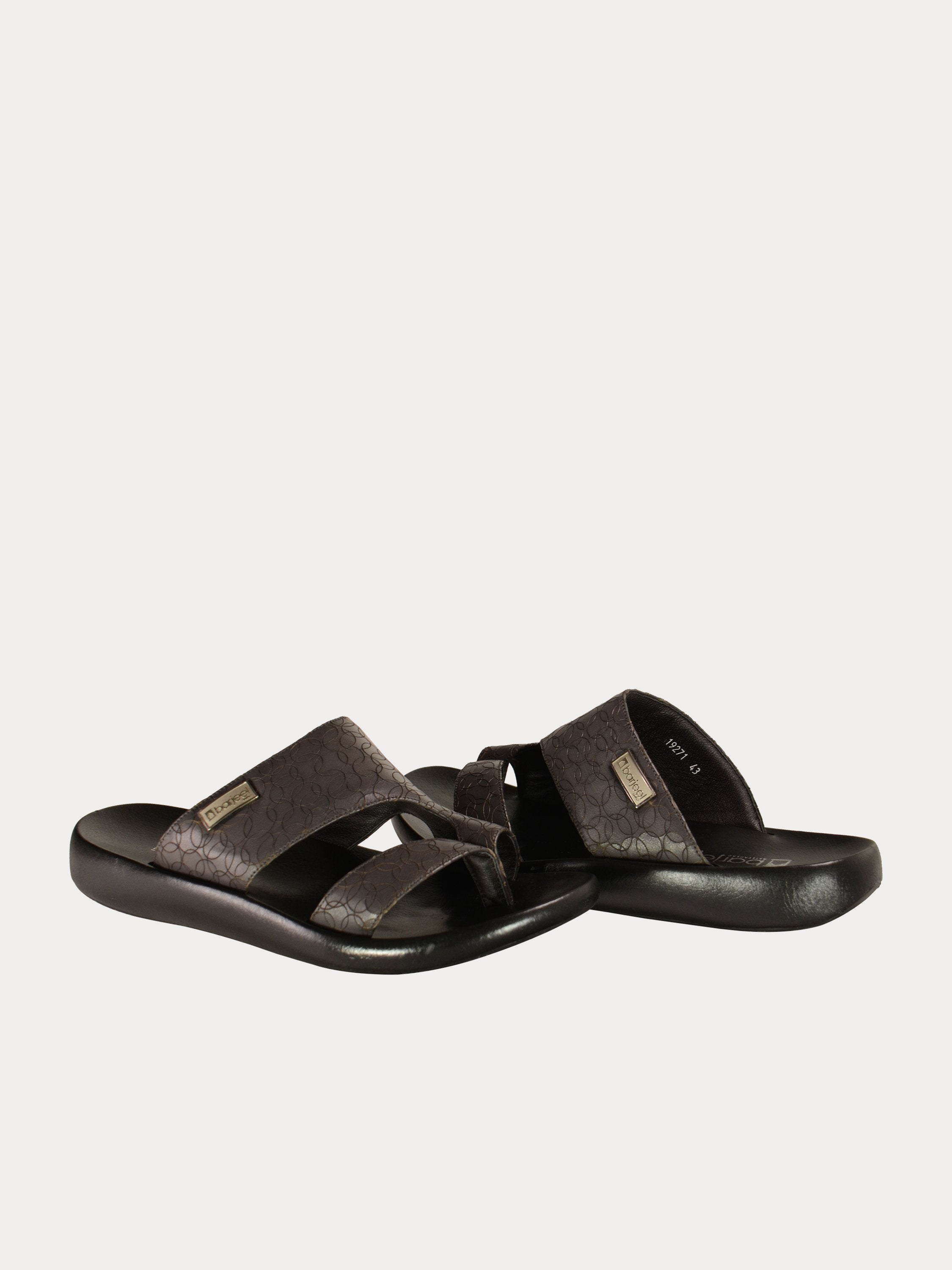 Barjeel Uno 0192710 Circle Detailed Arabic Leather Sandals #color_Grey